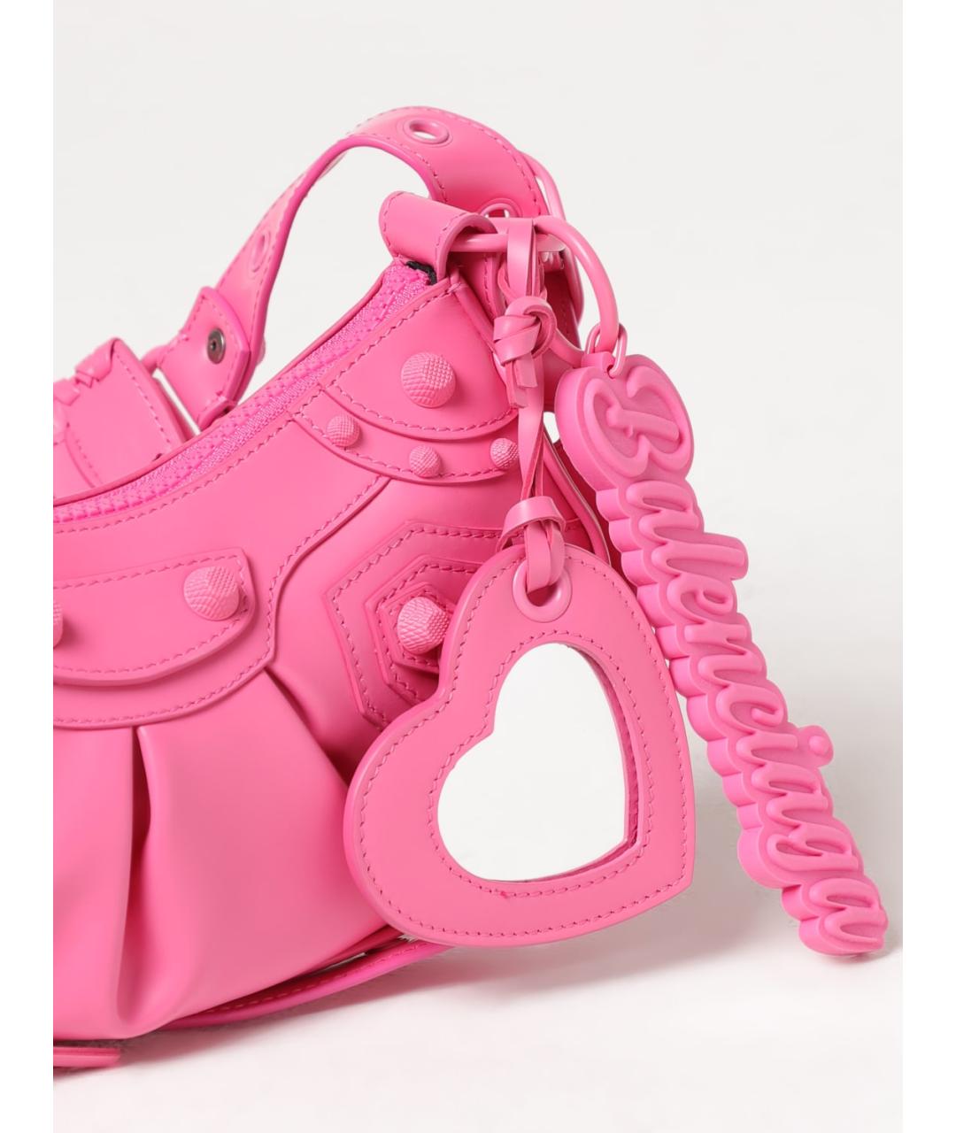 BALENCIAGA Розовая кожаная сумка с короткими ручками, фото 6