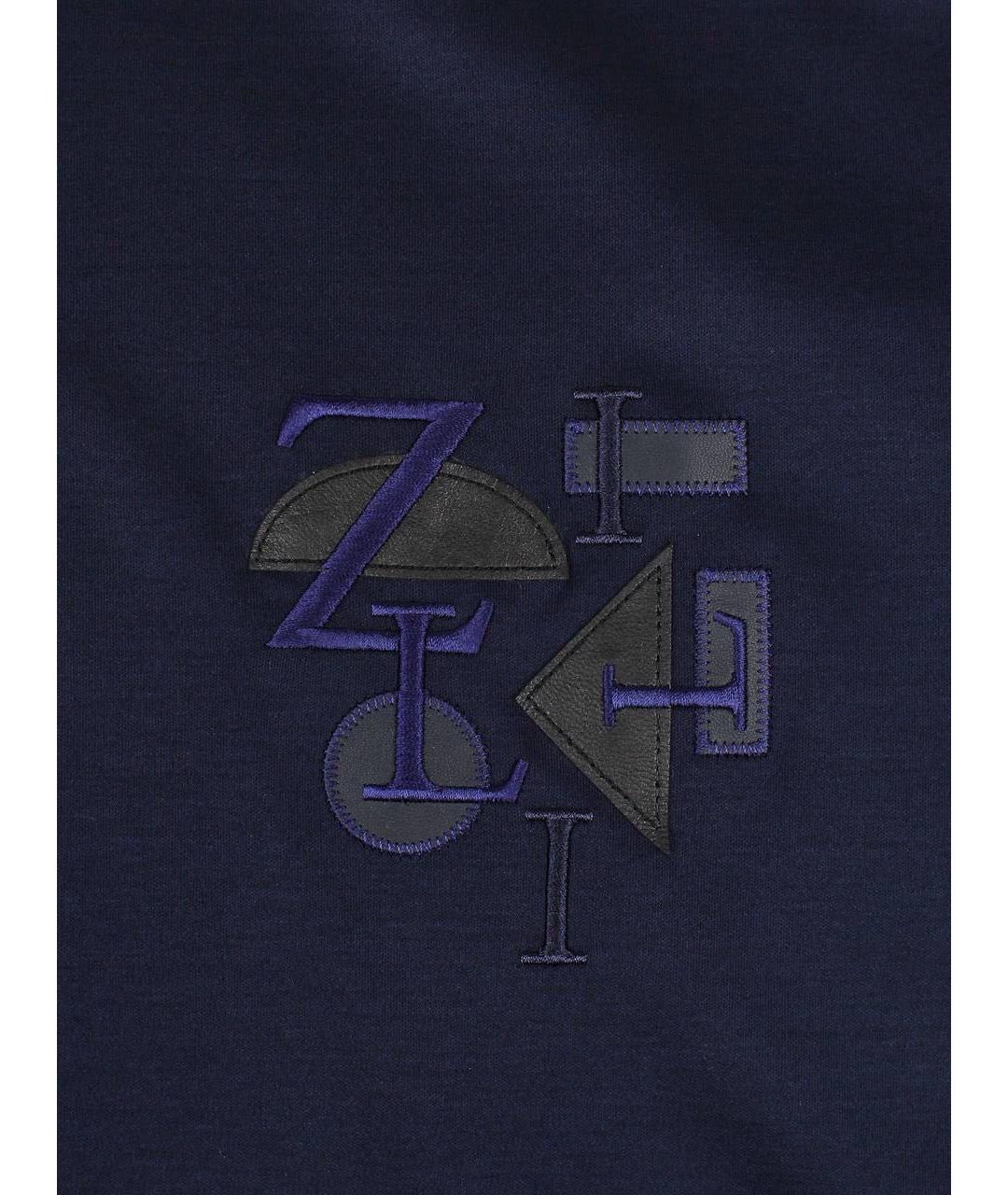 ZILLI Темно-синяя хлопковая футболка, фото 3