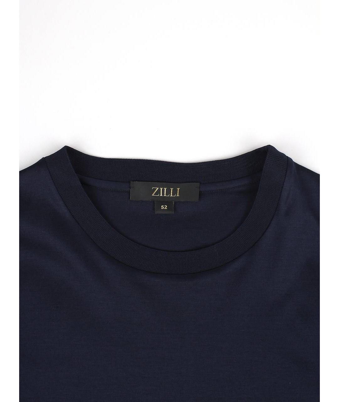 ZILLI Темно-синяя хлопковая футболка, фото 4