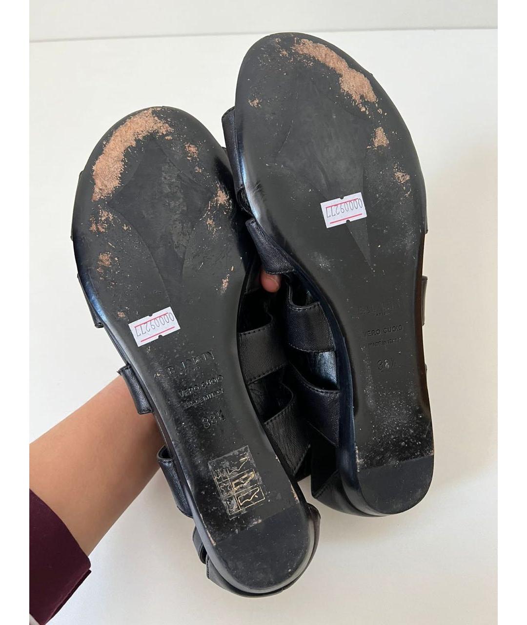 BALMAIN Черные кожаные сандалии, фото 7