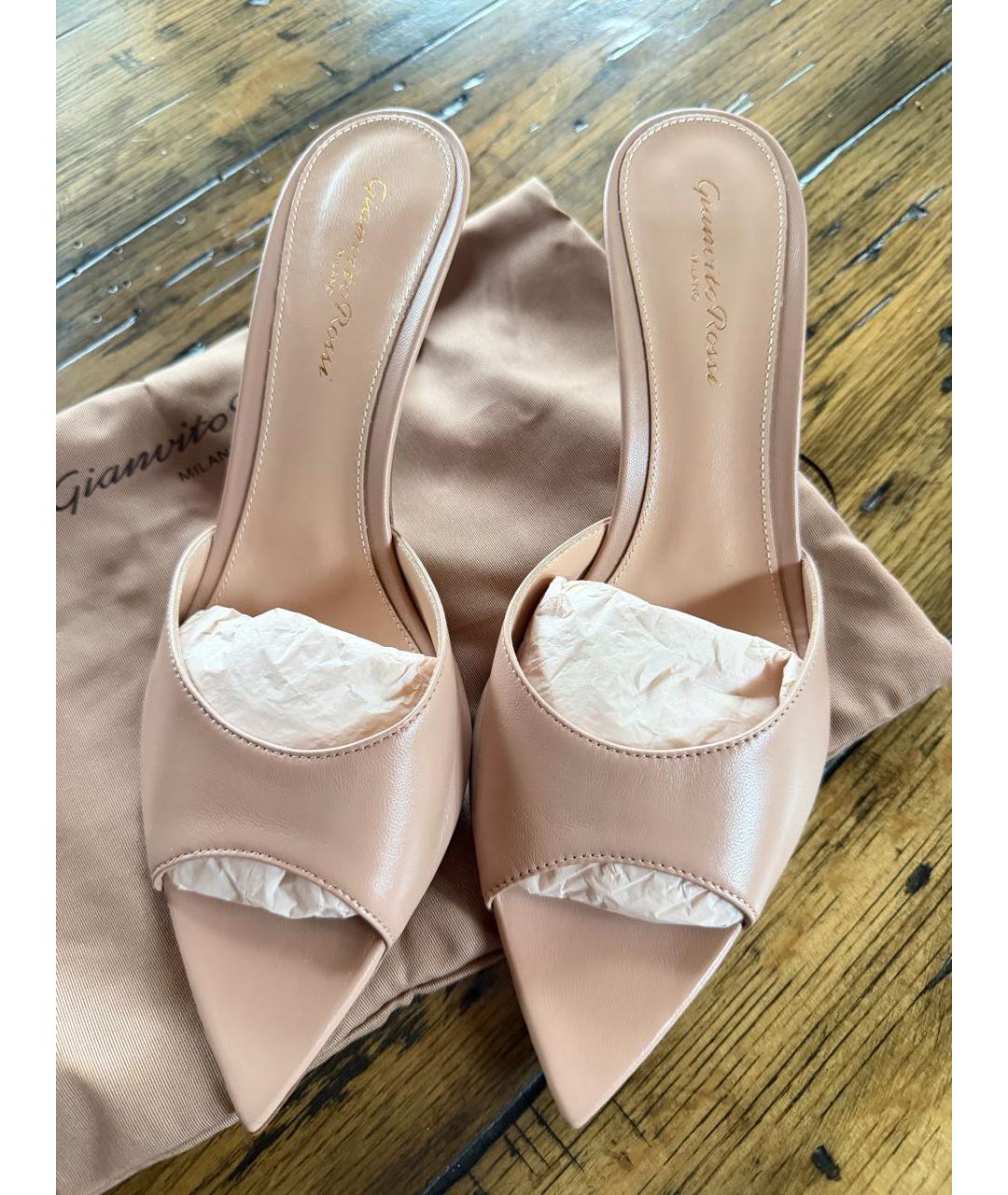 GIANVITO ROSSI Бежевые кожаные мюли, фото 4