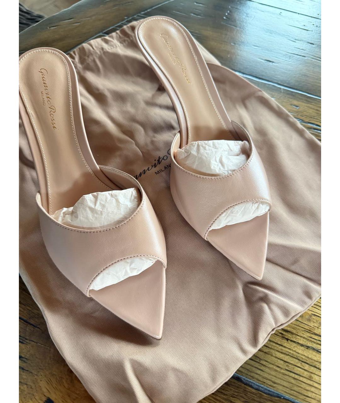 GIANVITO ROSSI Бежевые кожаные мюли, фото 2