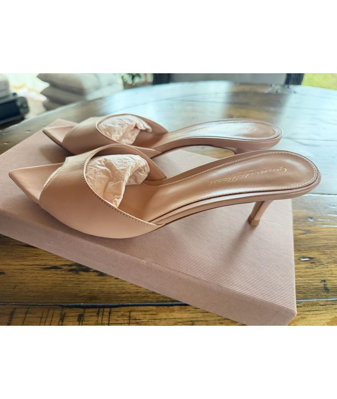 GIANVITO ROSSI Бежевые кожаные мюли, фото 6