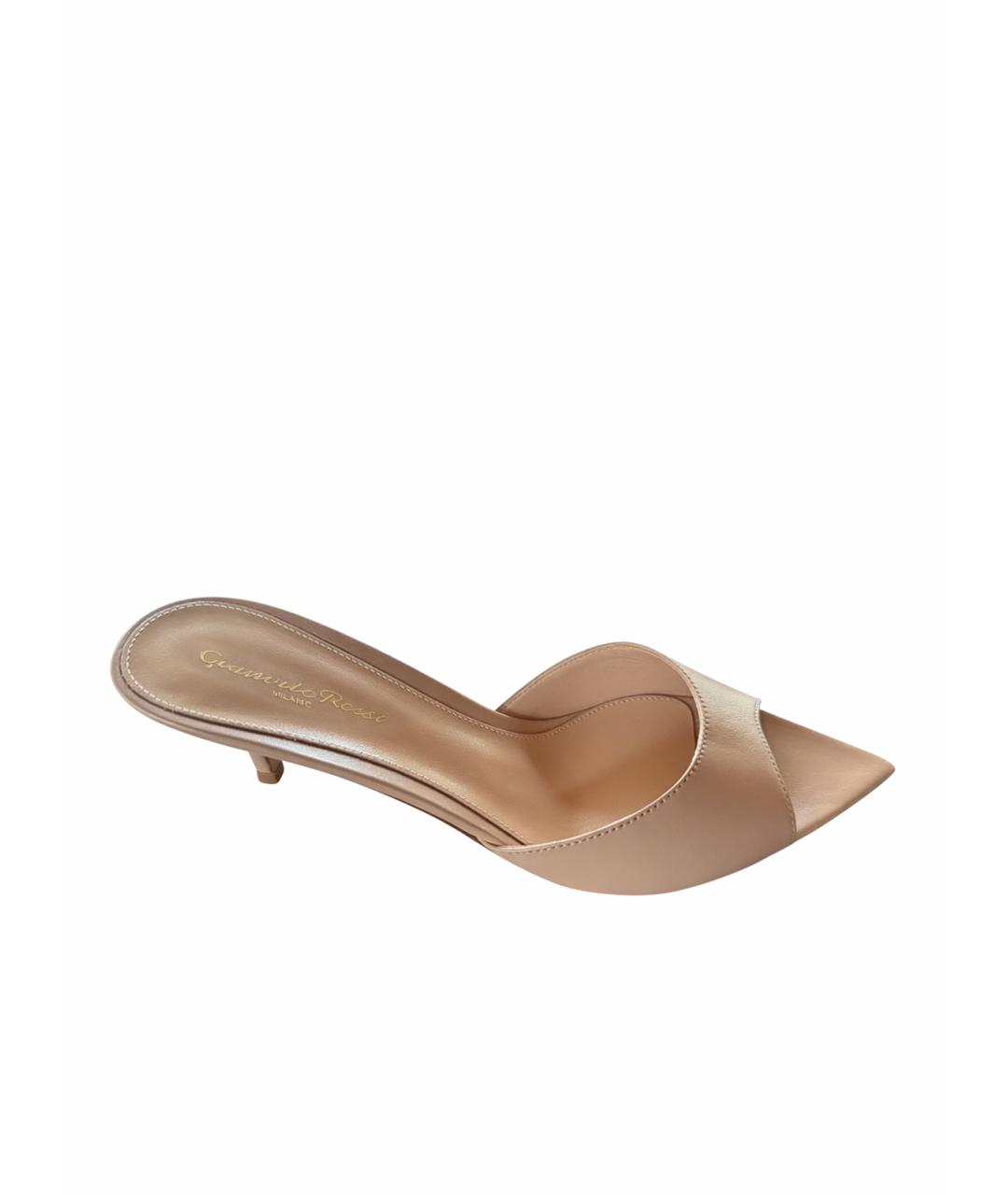 GIANVITO ROSSI Бежевые кожаные мюли, фото 1