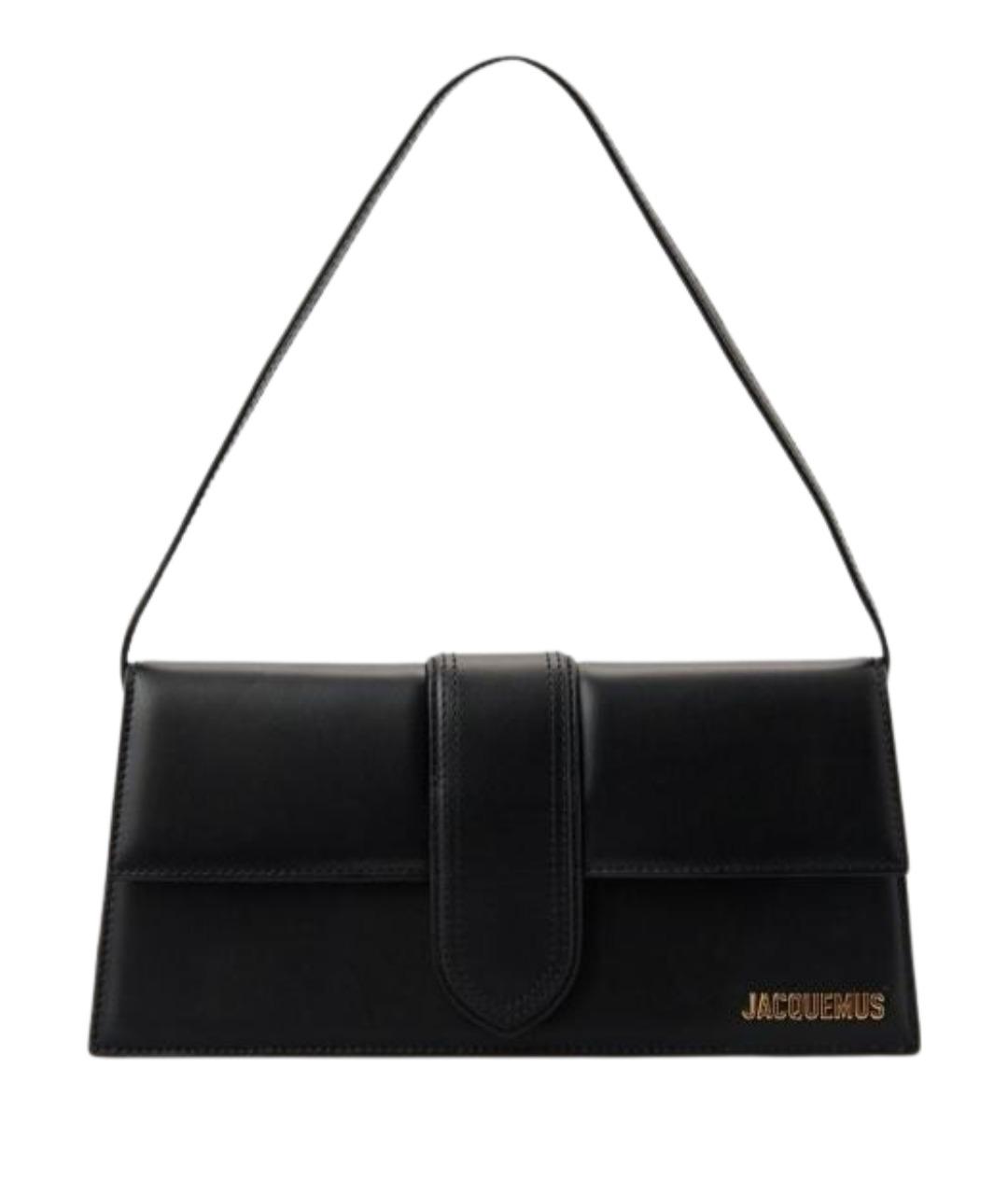 JACQUEMUS Черная кожаная сумка с короткими ручками, фото 1