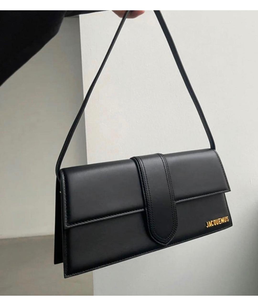 JACQUEMUS Черная кожаная сумка с короткими ручками, фото 4