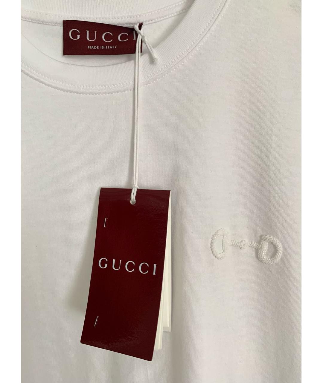 GUCCI Белая хлопковая футболка, фото 5