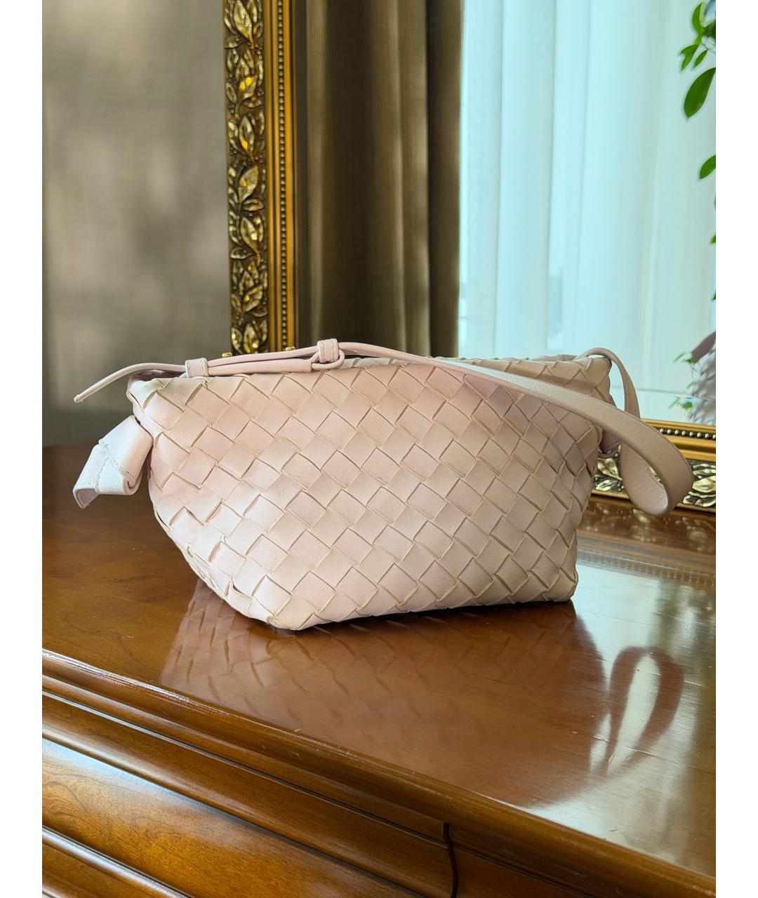 BOTTEGA VENETA Розовая кожаная сумка с короткими ручками, фото 2