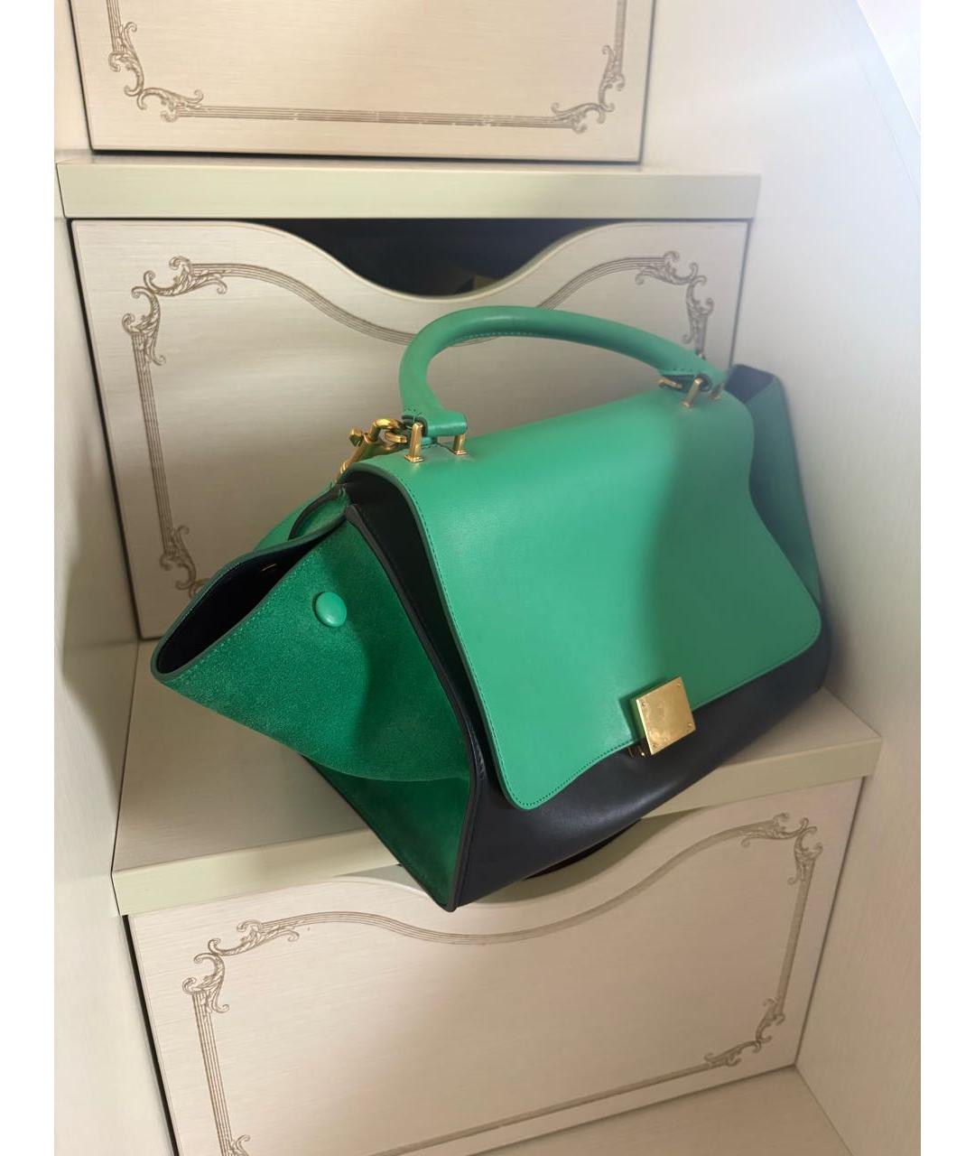 CELINE Зеленая кожаная сумка тоут, фото 2