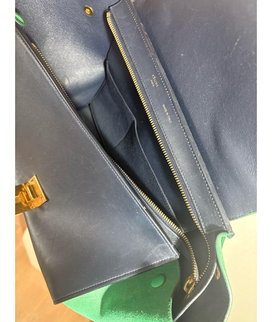CELINE Зеленая кожаная сумка тоут, фото 4