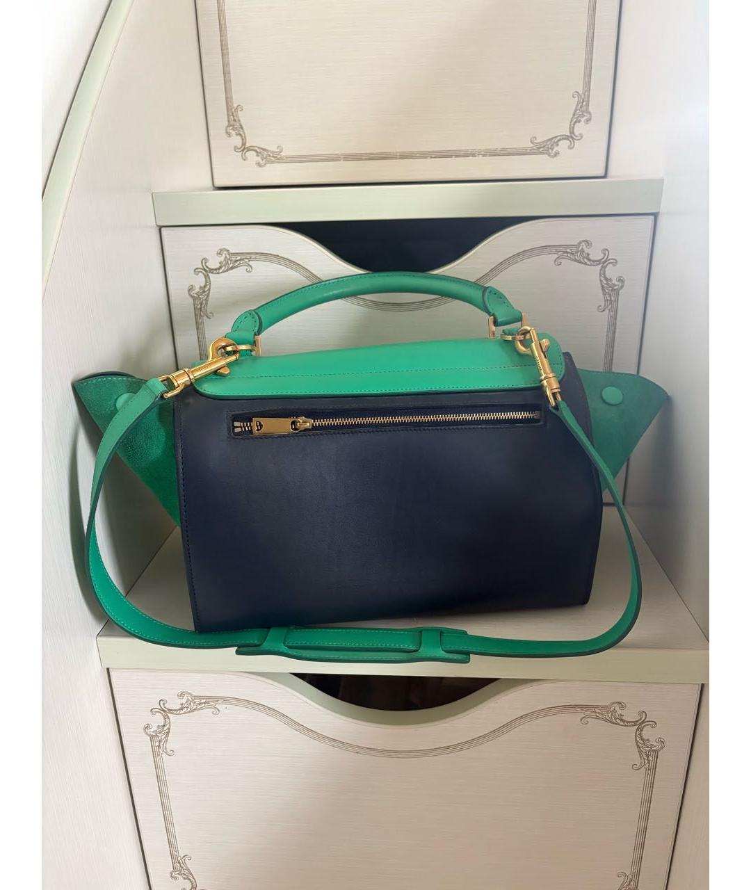 CELINE Зеленая кожаная сумка тоут, фото 3