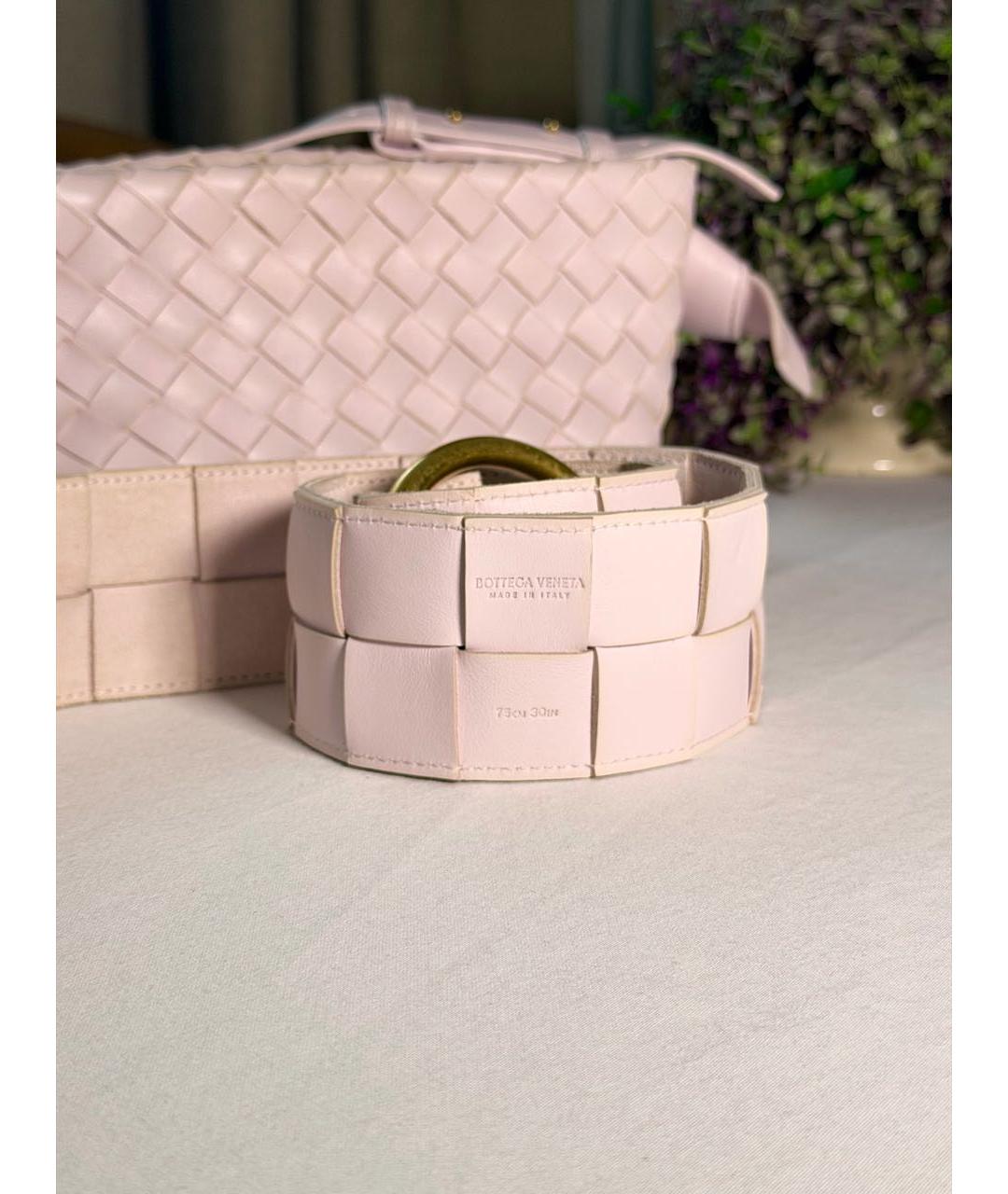 BOTTEGA VENETA Розовый замшевый ремень, фото 3