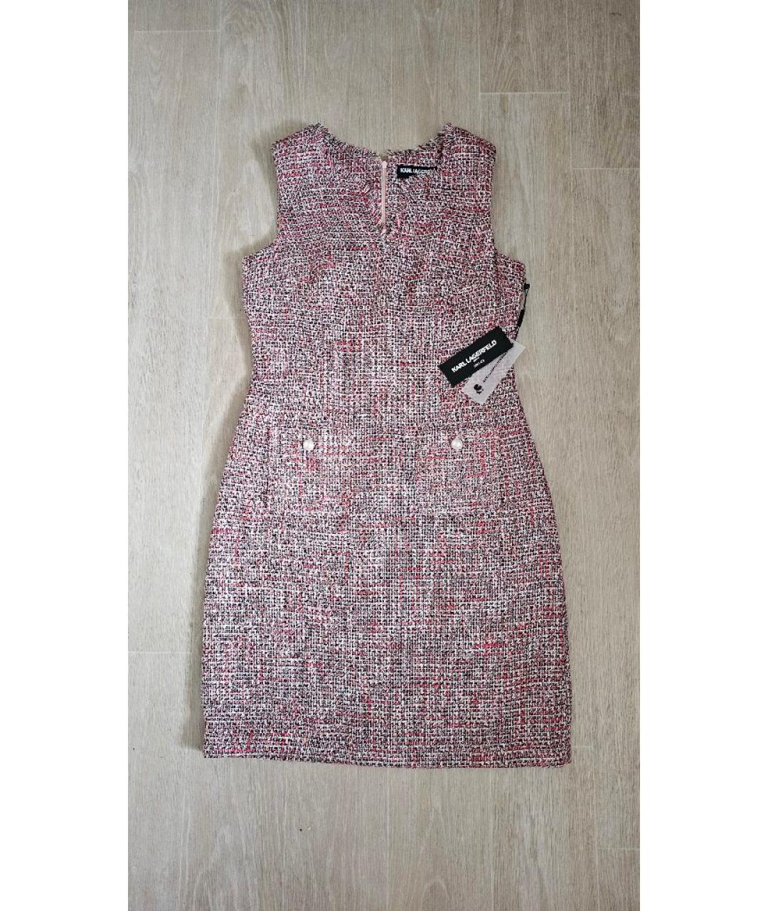 KARL LAGERFELD Розовое твидовое повседневное платье, фото 10