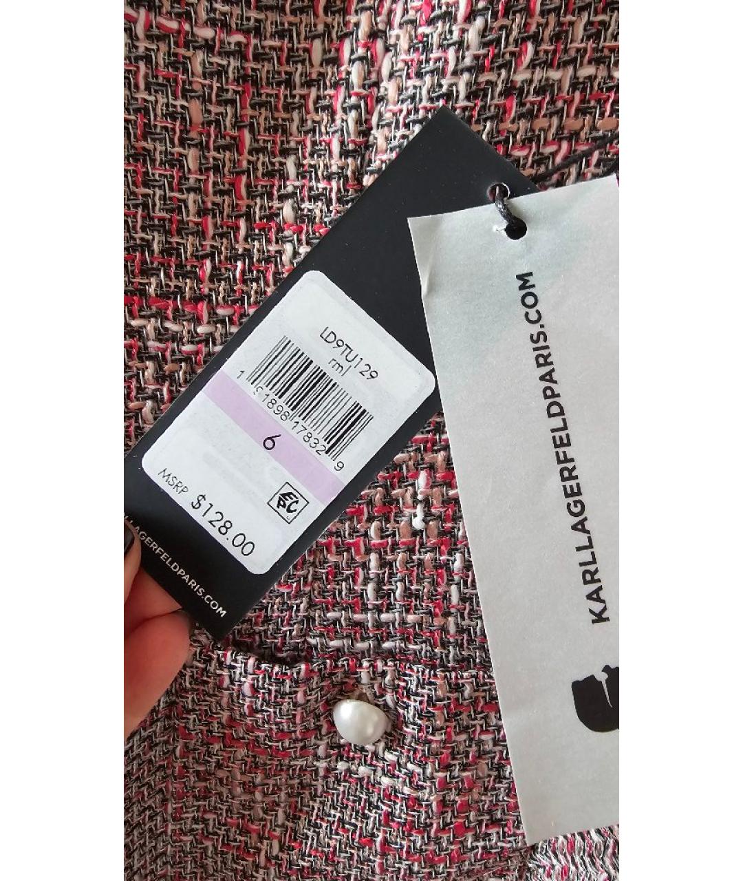 KARL LAGERFELD Розовое твидовое повседневное платье, фото 4