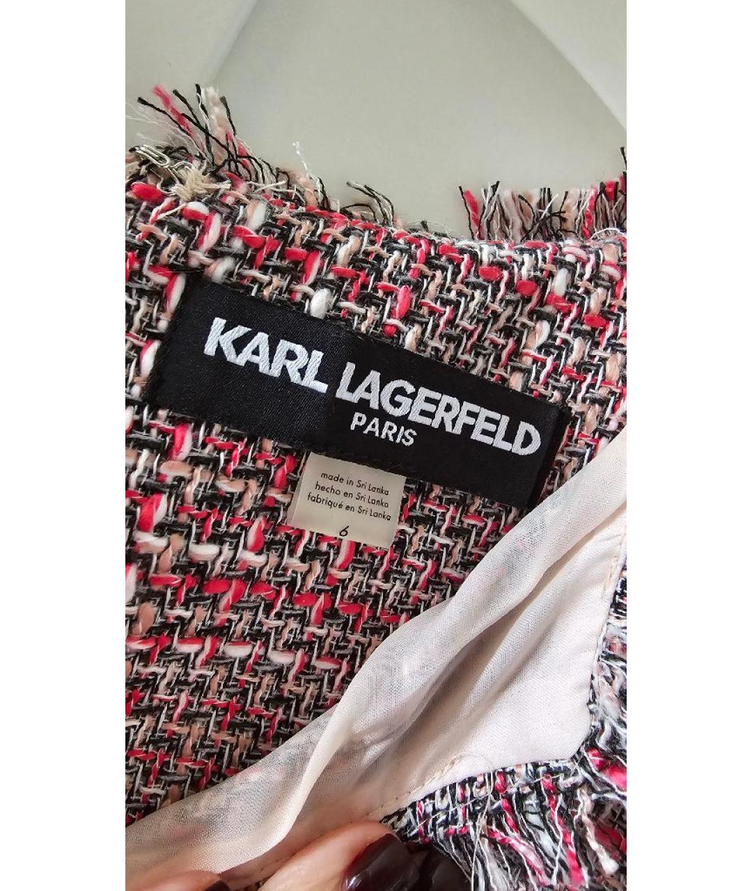 KARL LAGERFELD Розовое твидовое повседневное платье, фото 3