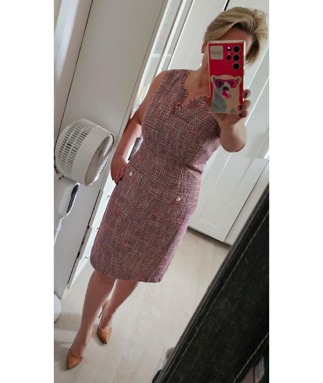 KARL LAGERFELD Розовое твидовое повседневное платье, фото 5