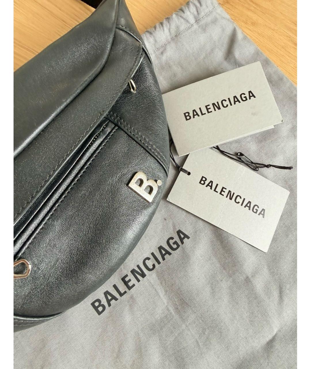BALENCIAGA Черная кожаная поясная сумка, фото 5
