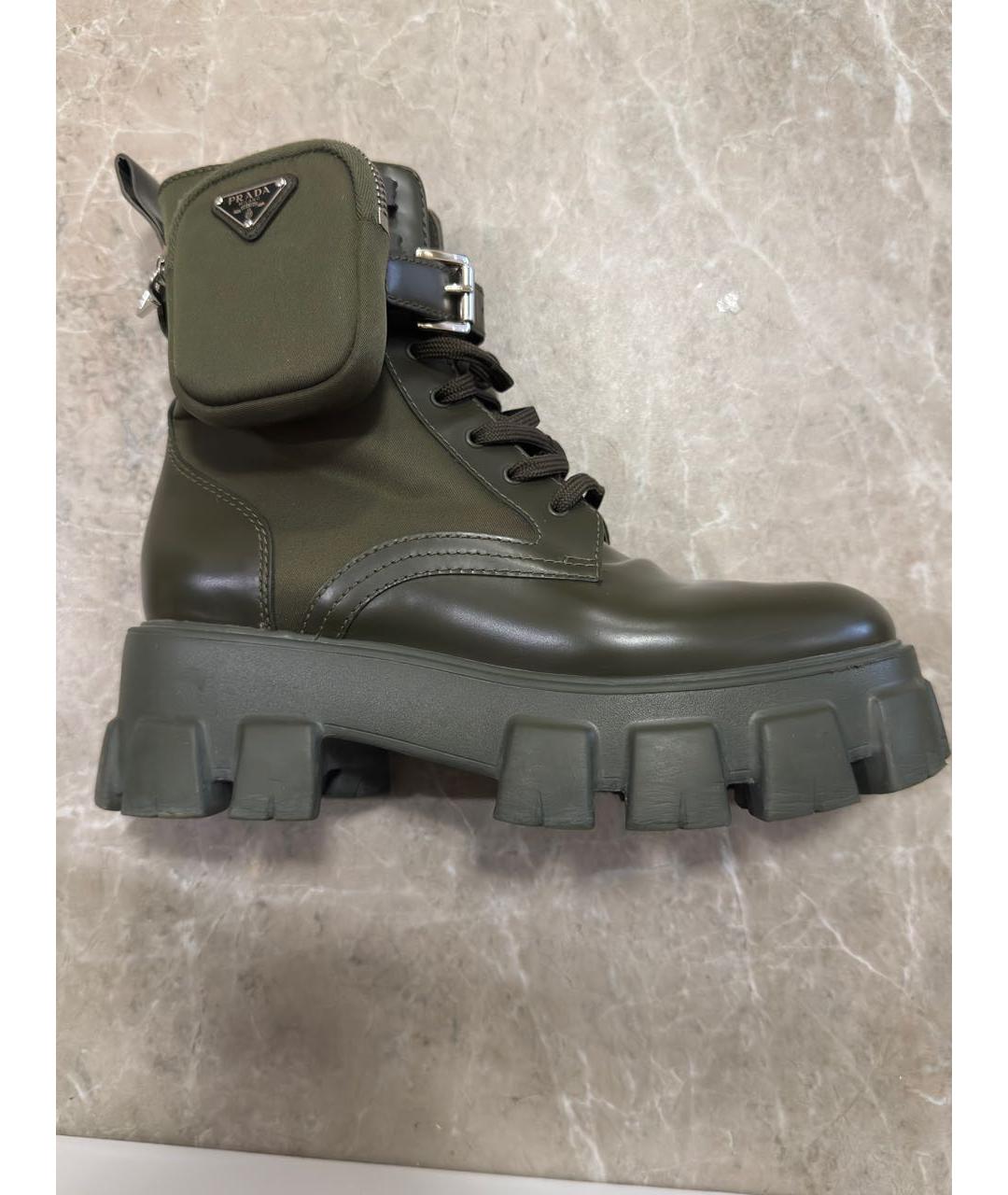 PRADA Хаки кожаные ботинки, фото 8