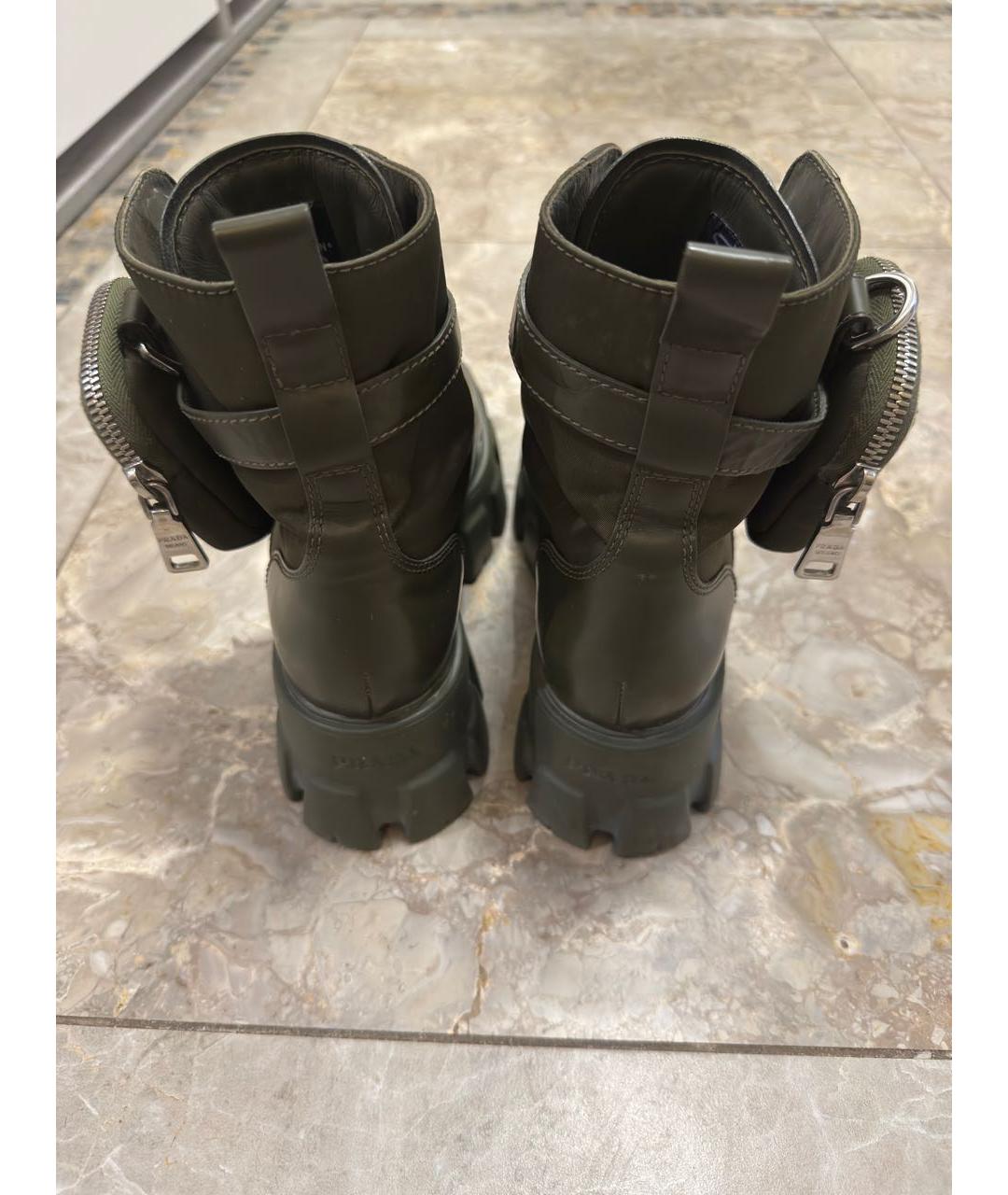PRADA Хаки кожаные ботинки, фото 4