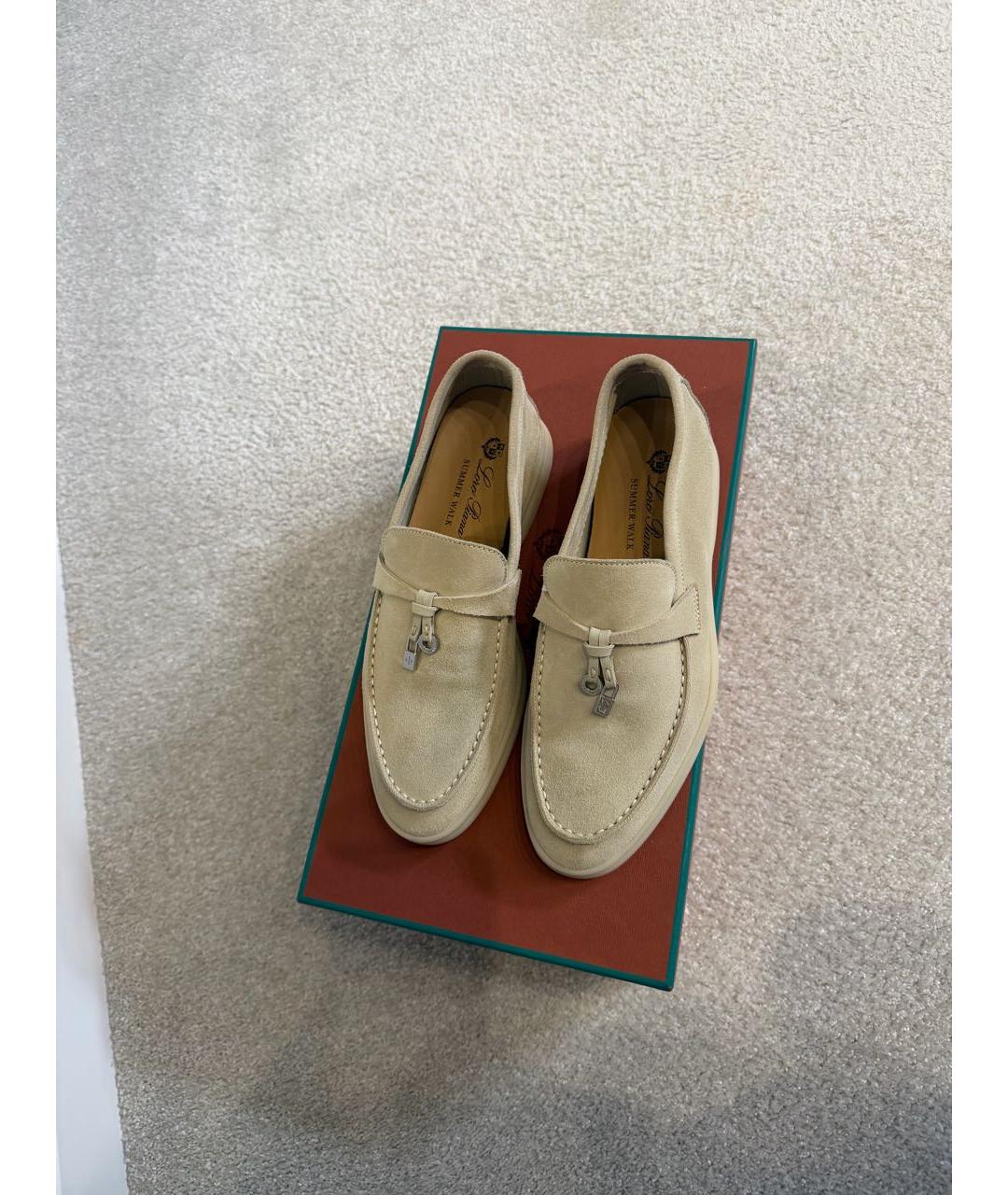 LORO PIANA Бежевые замшевые лоферы, фото 5