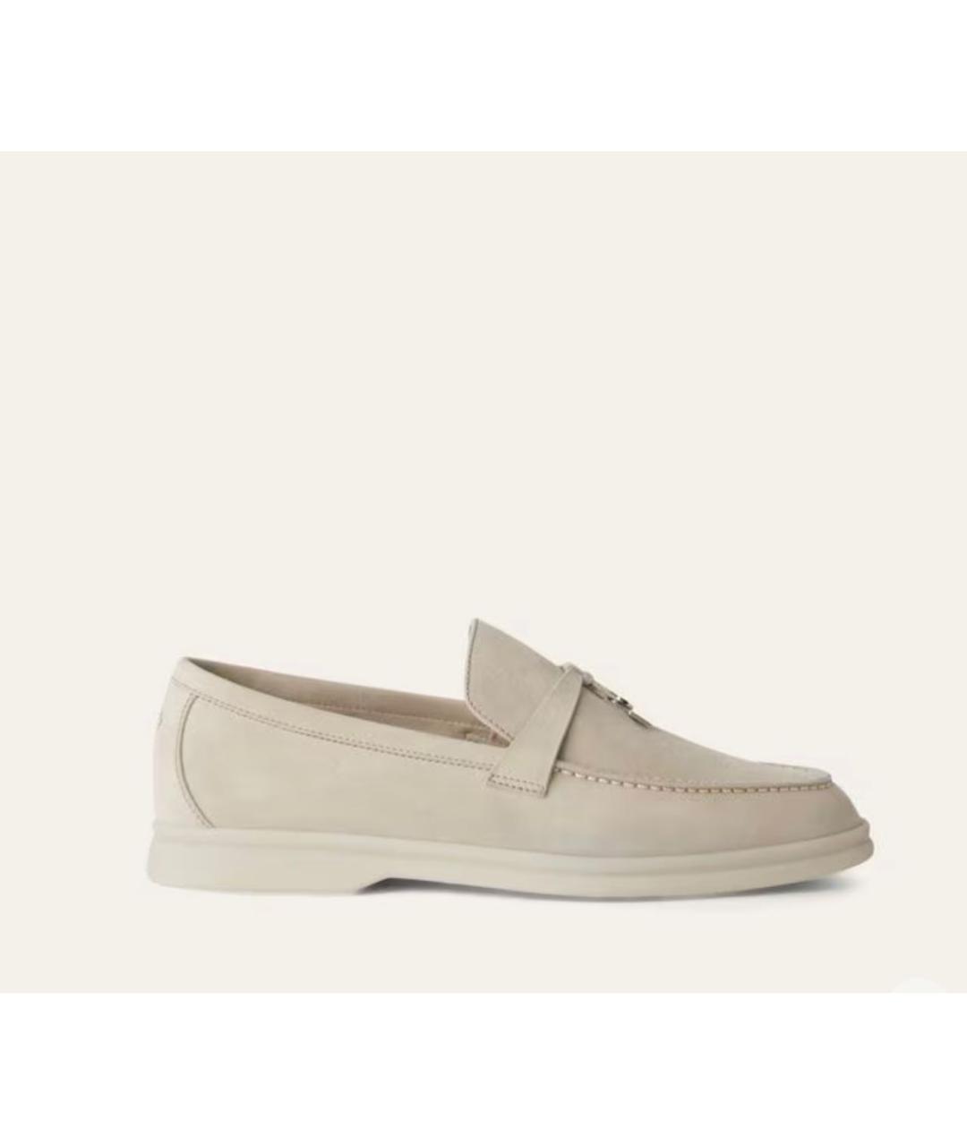 LORO PIANA Бежевые замшевые лоферы, фото 8