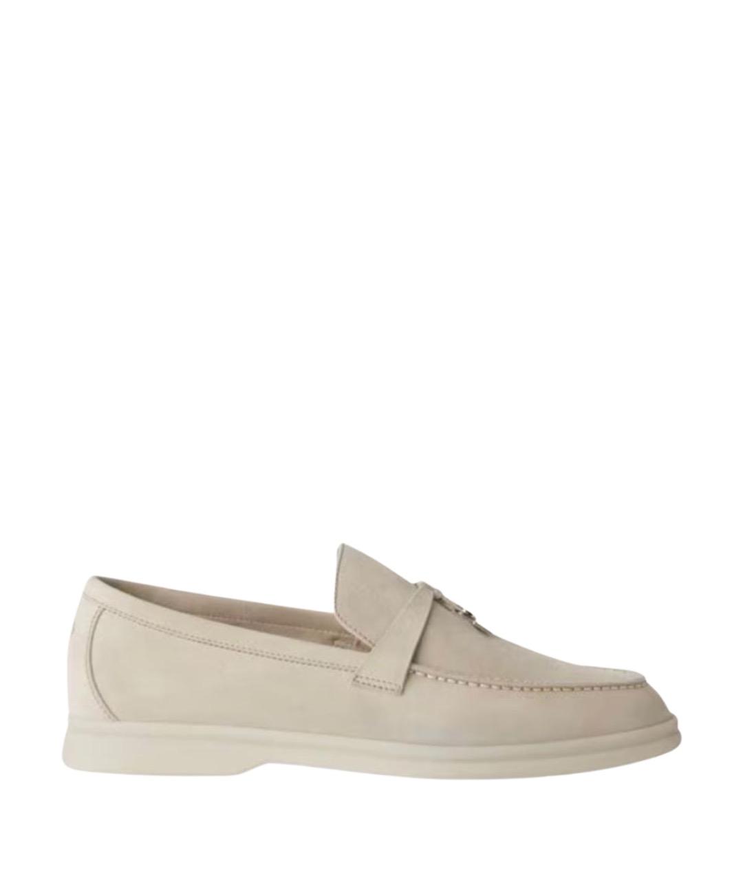 LORO PIANA Бежевые замшевые лоферы, фото 1