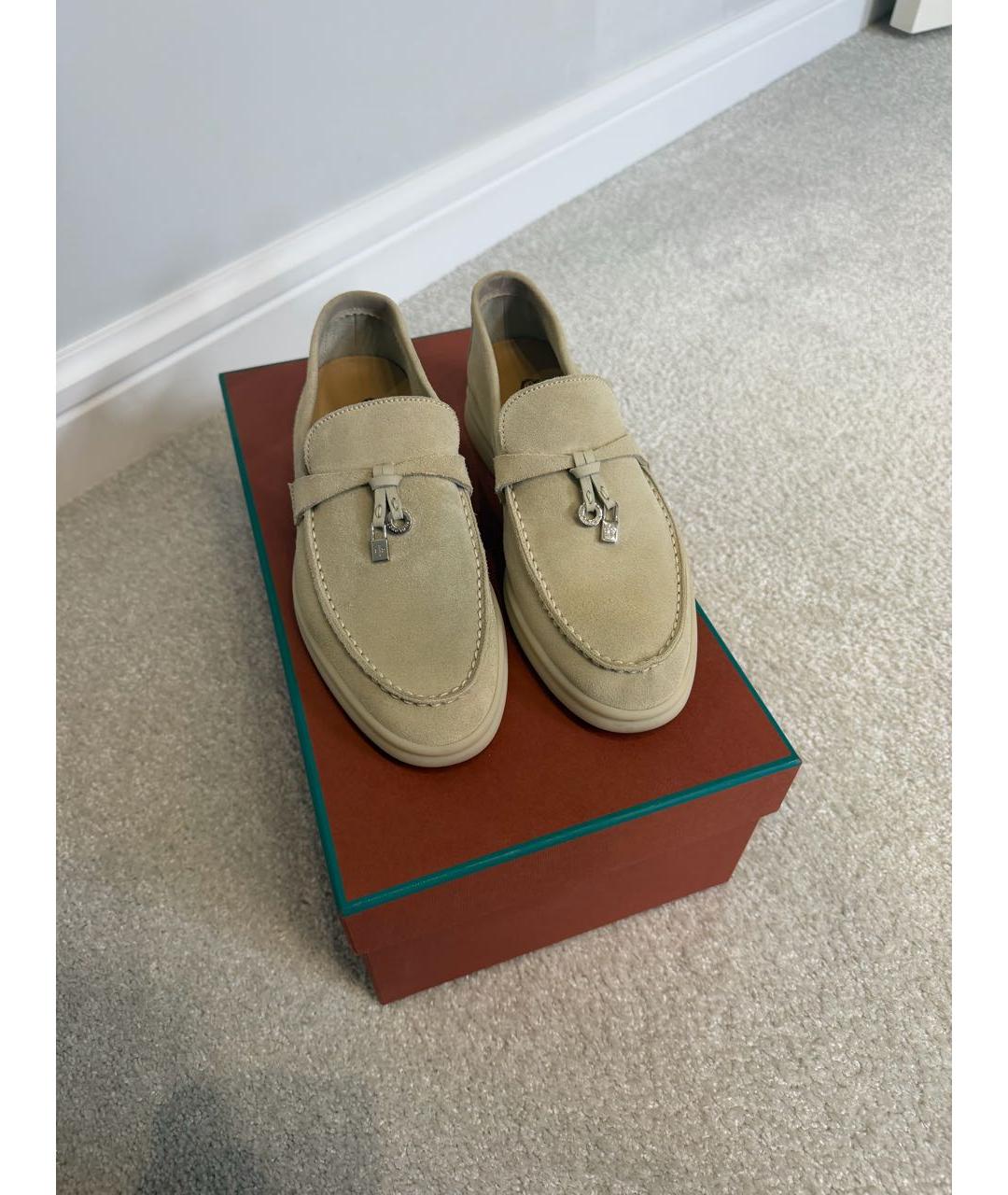 LORO PIANA Бежевые замшевые лоферы, фото 3