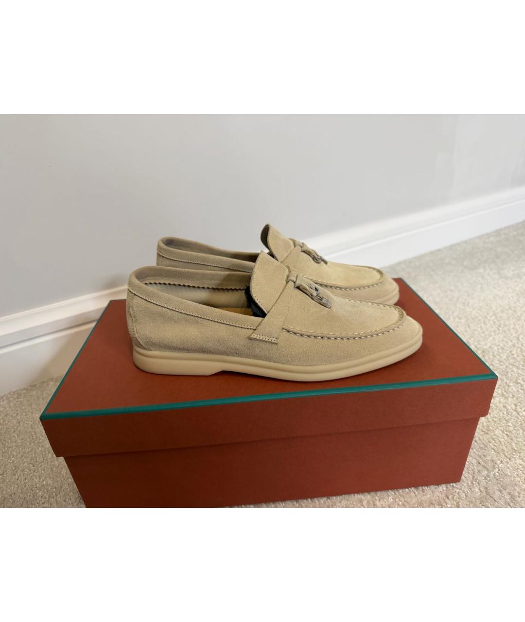 LORO PIANA Бежевые замшевые лоферы, фото 2