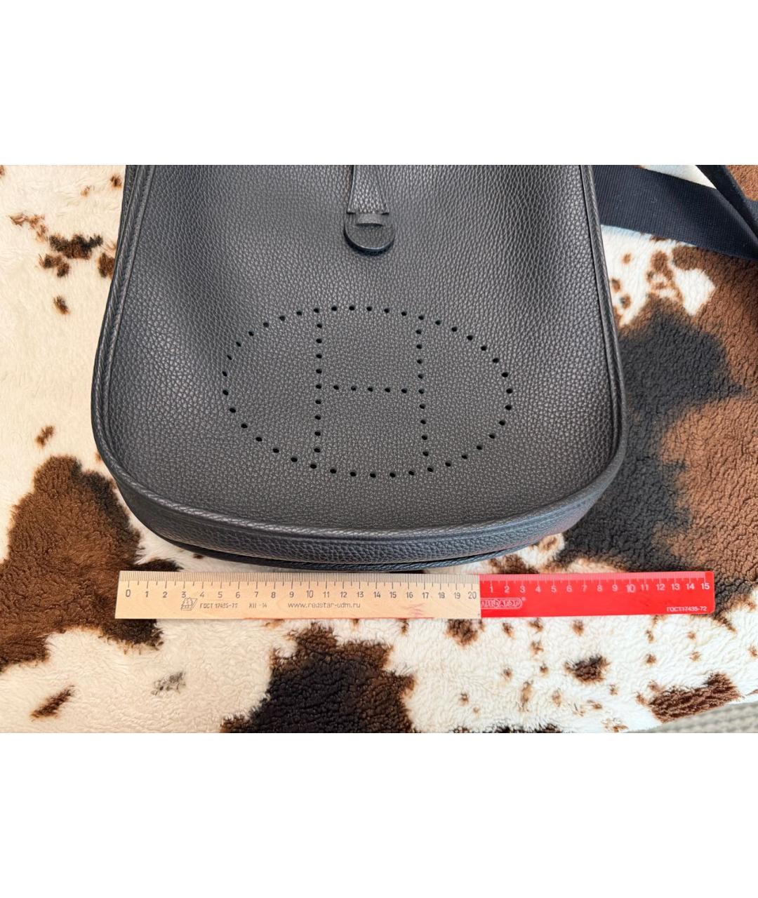 HERMES Черная кожаная сумка через плечо, фото 8