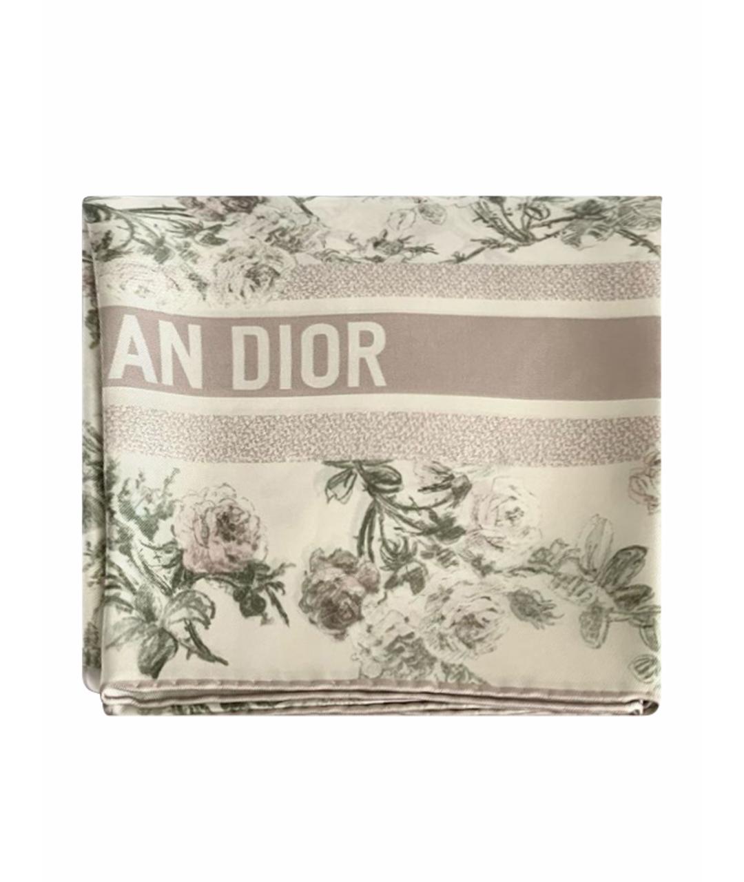 CHRISTIAN DIOR Бежевый шелковый платок, фото 1