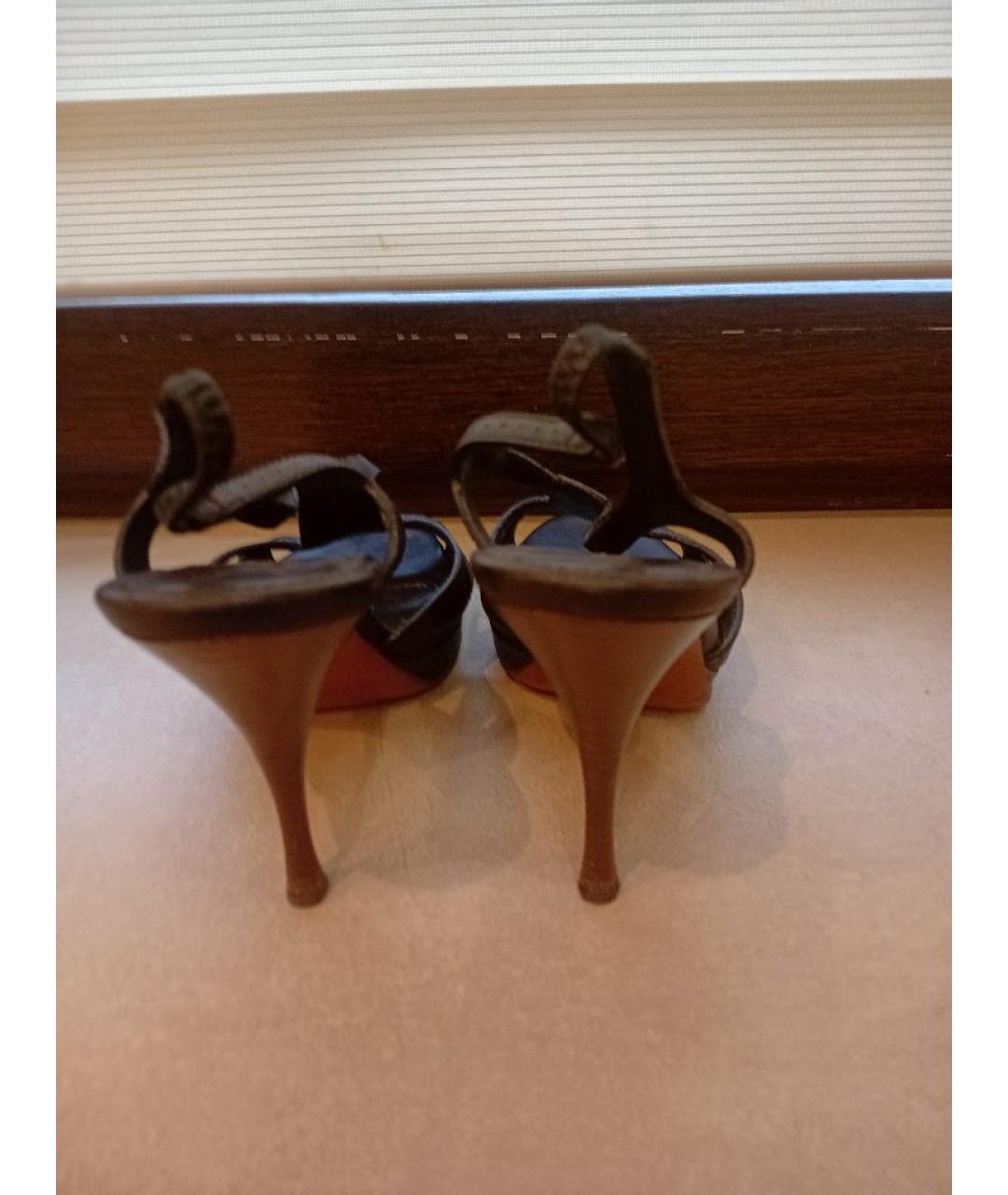 SAINT LAURENT Черные кожаные босоножки, фото 3