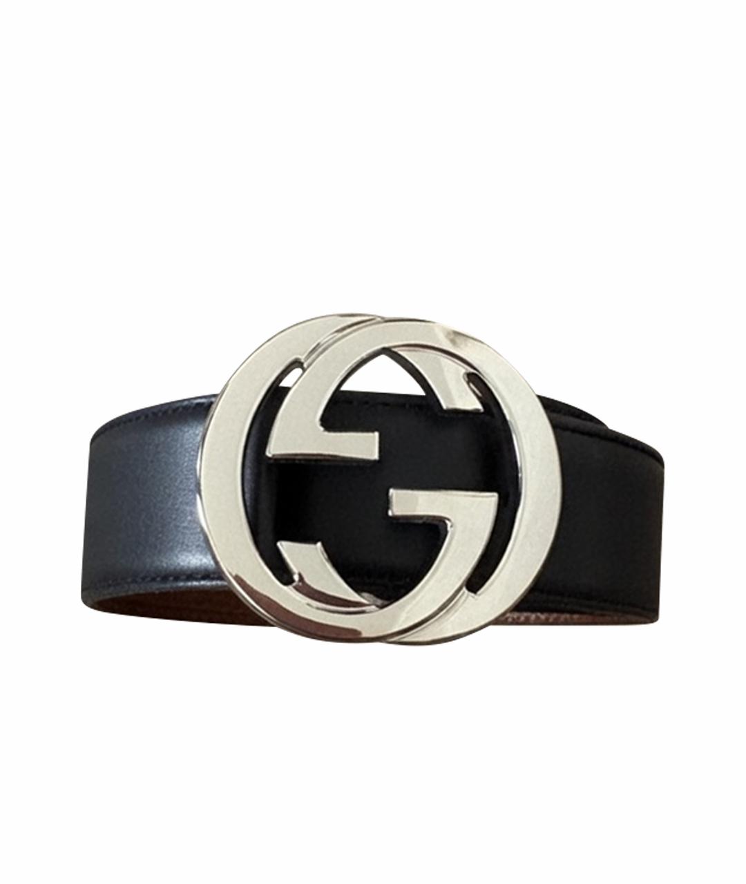 GUCCI Черный кожаный ремень, фото 1