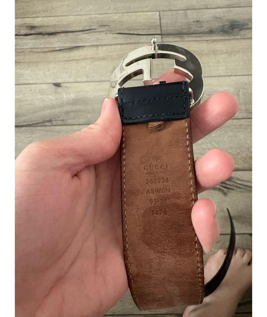 GUCCI Черный кожаный ремень, фото 2