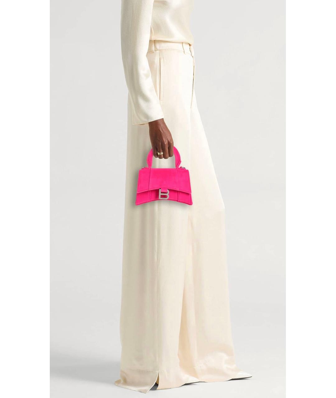 BALENCIAGA Розовая бархатная сумка с короткими ручками, фото 4