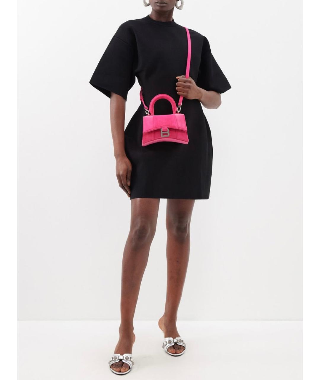 BALENCIAGA Розовая бархатная сумка с короткими ручками, фото 5