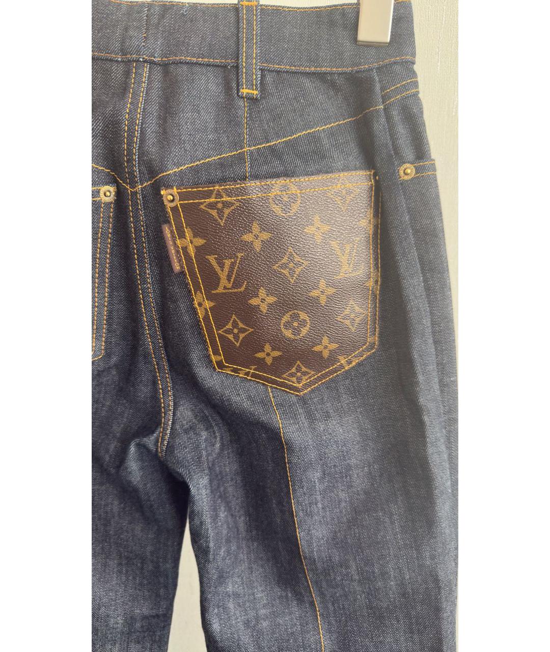 LOUIS VUITTON Темно-синие хлопко-полиэстеровые прямые джинсы, фото 6