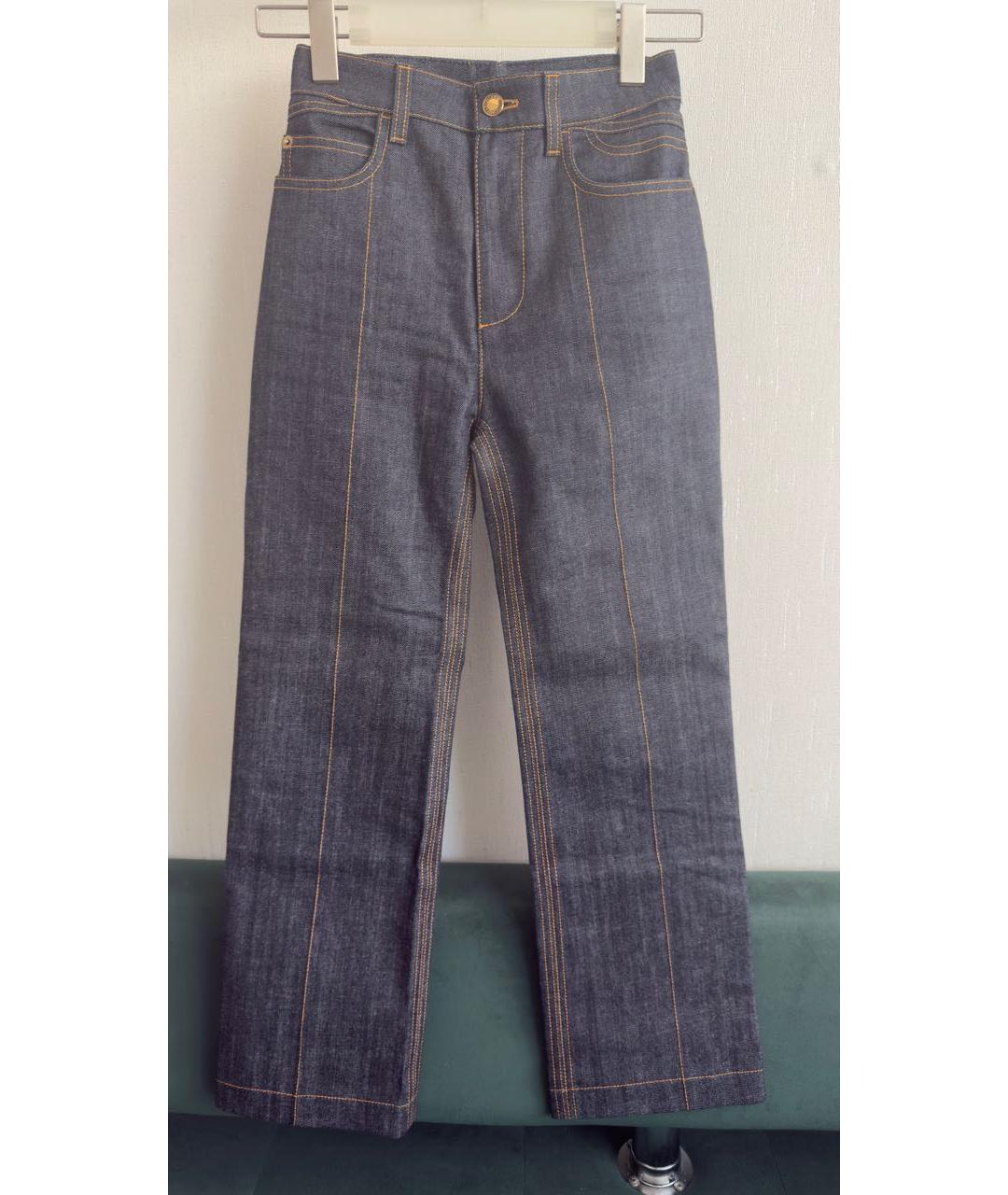 LOUIS VUITTON Темно-синие хлопко-полиэстеровые прямые джинсы, фото 7