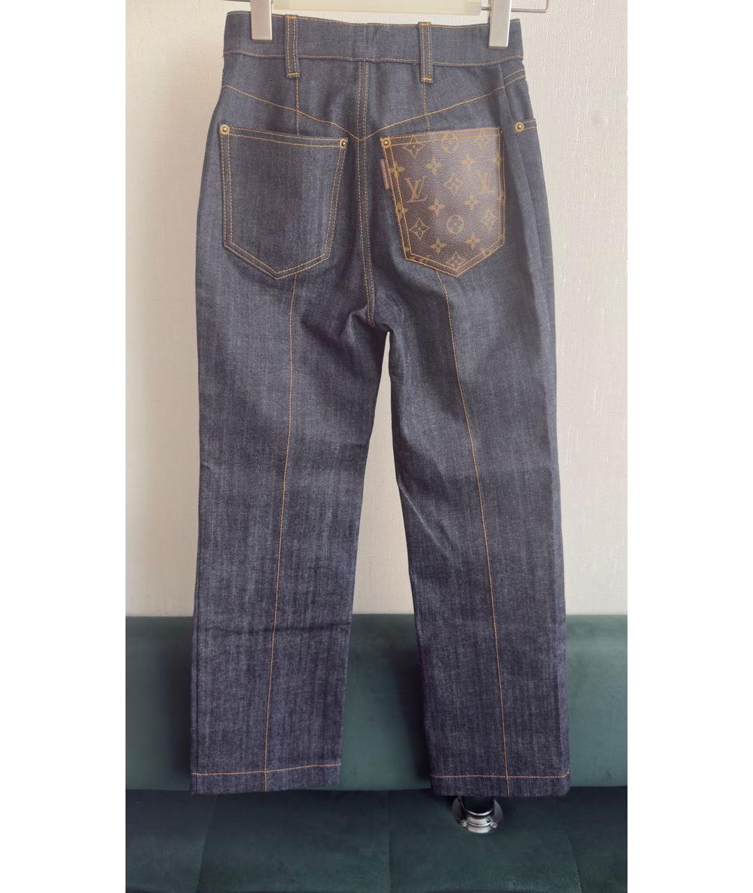 LOUIS VUITTON Темно-синие хлопко-полиэстеровые прямые джинсы, фото 2