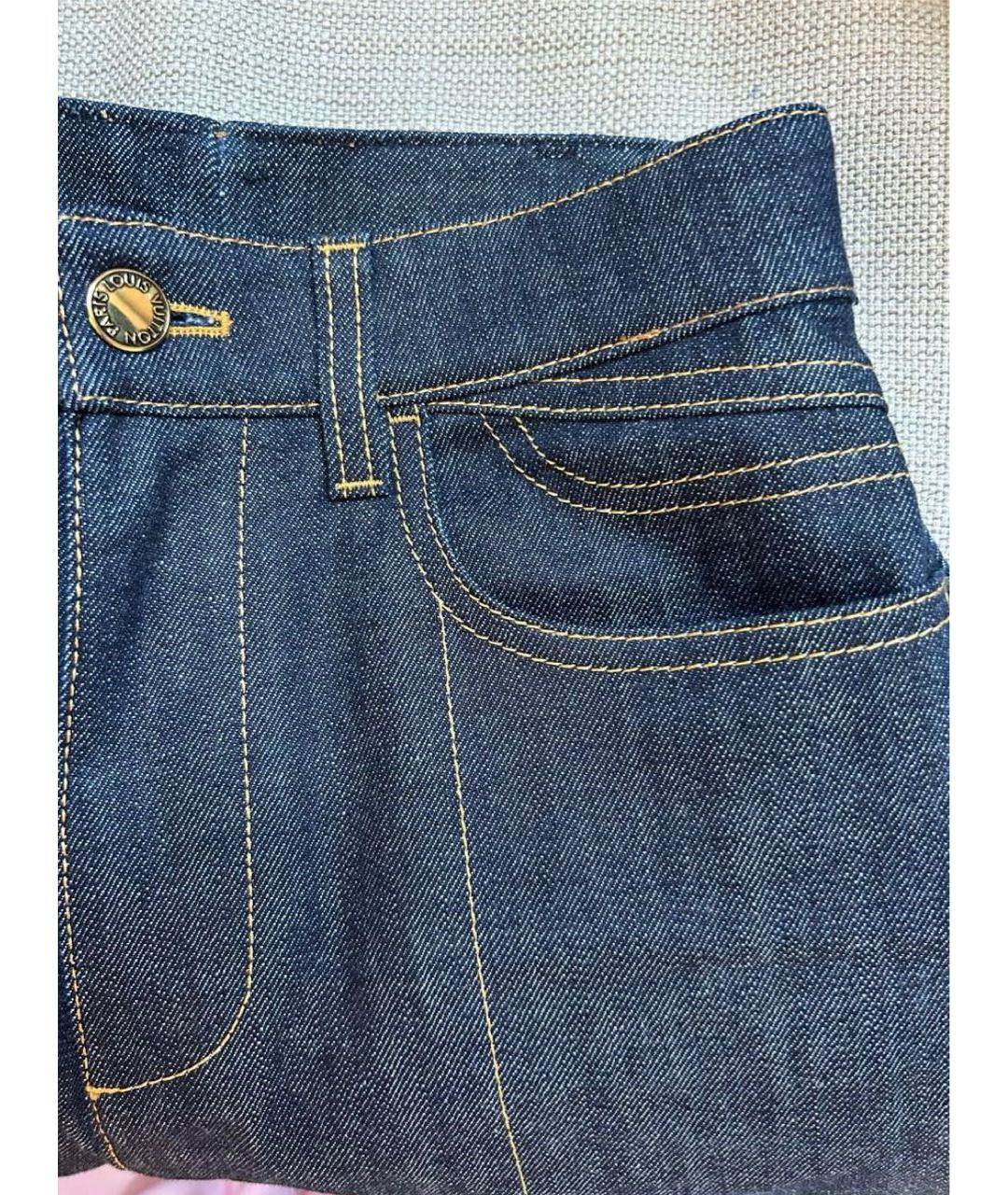 LOUIS VUITTON Темно-синие хлопко-полиэстеровые прямые джинсы, фото 4