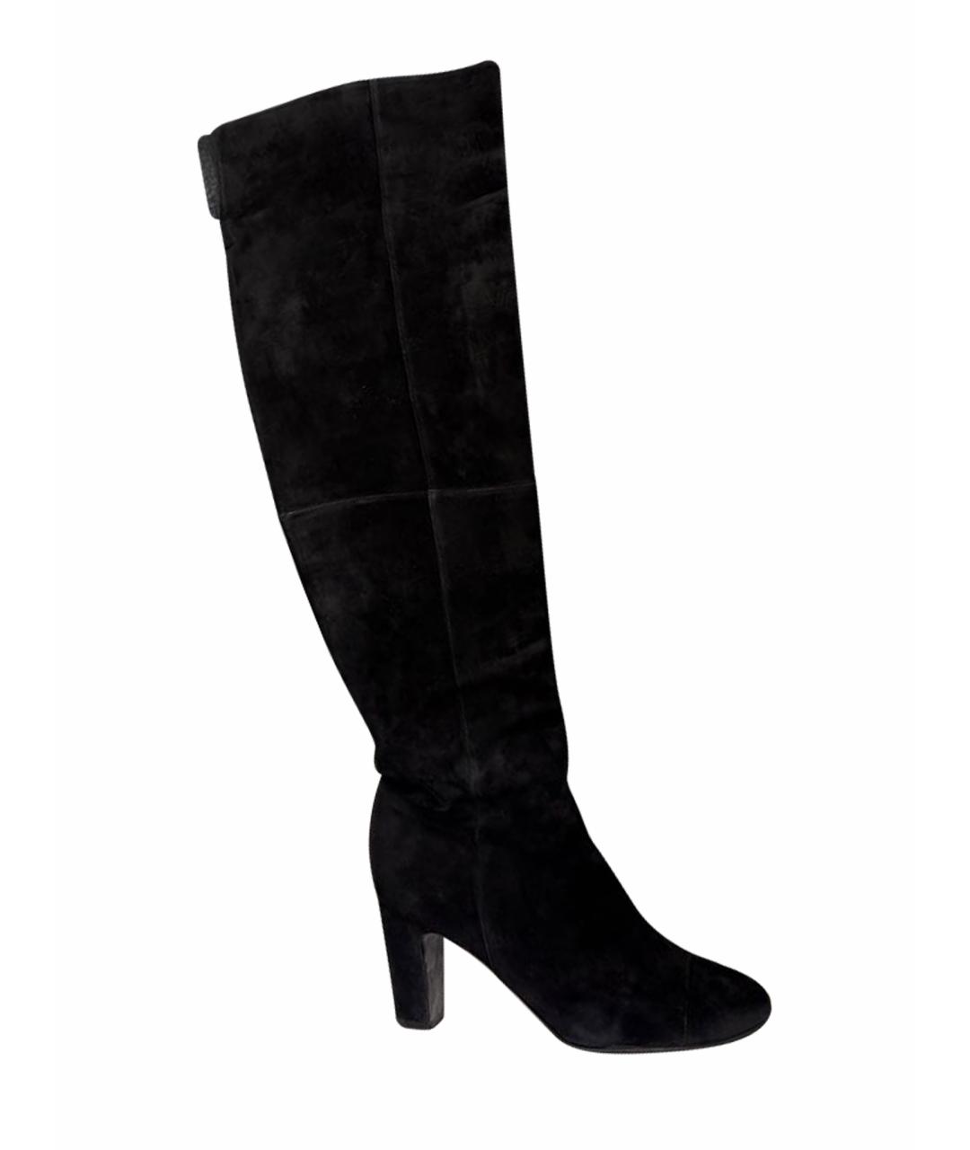 CHANEL Черные замшевые ботфорты, фото 1