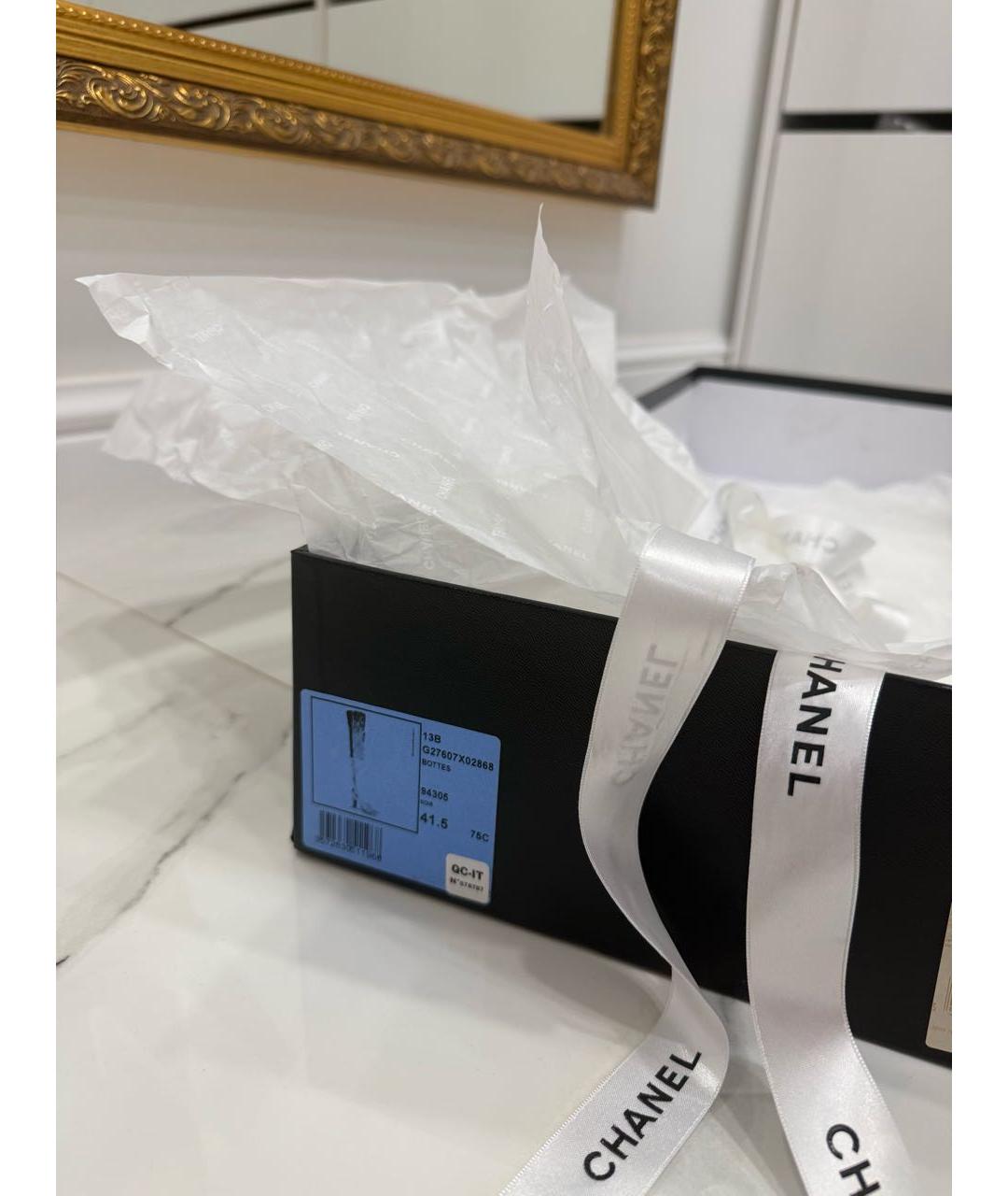 CHANEL Черные замшевые ботфорты, фото 7