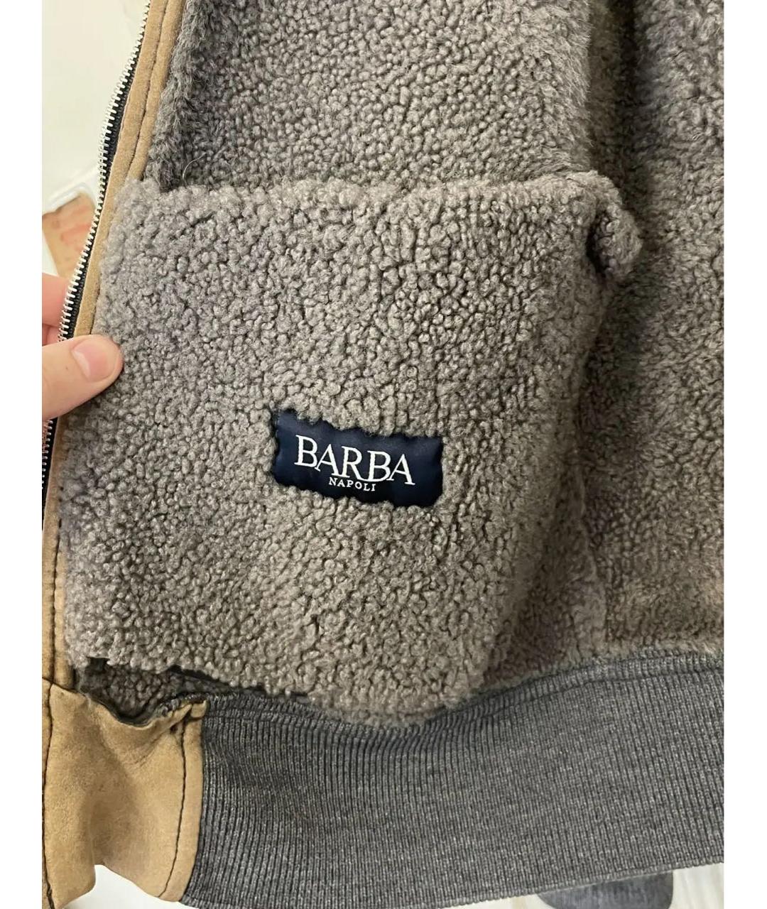 BARBA Бежевая замшевая дубленка/шуба, фото 3