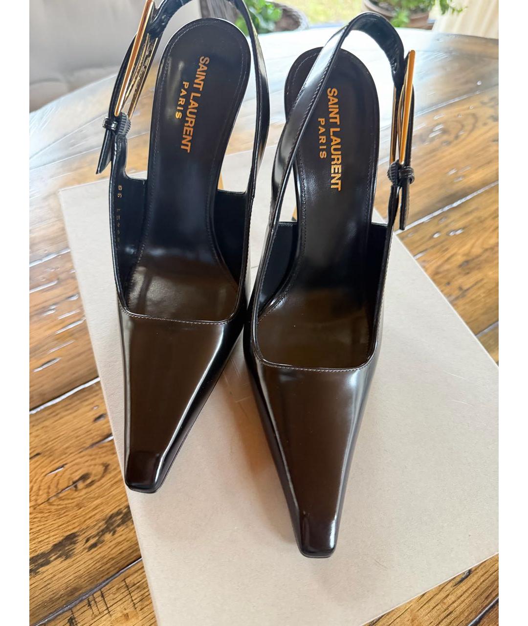 SAINT LAURENT Черные туфли из лакированной кожи, фото 2