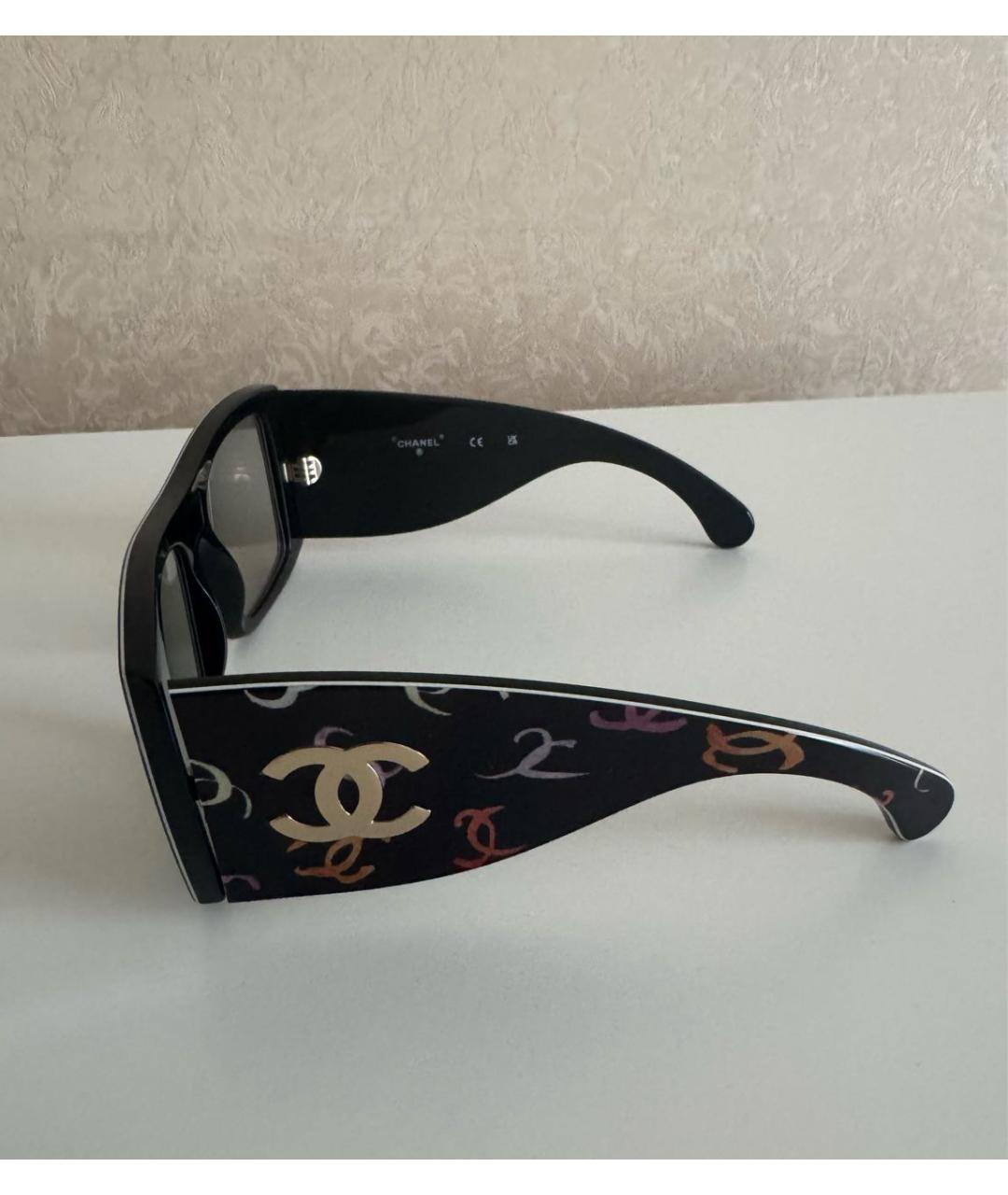 CHANEL Черные пластиковые солнцезащитные очки, фото 3