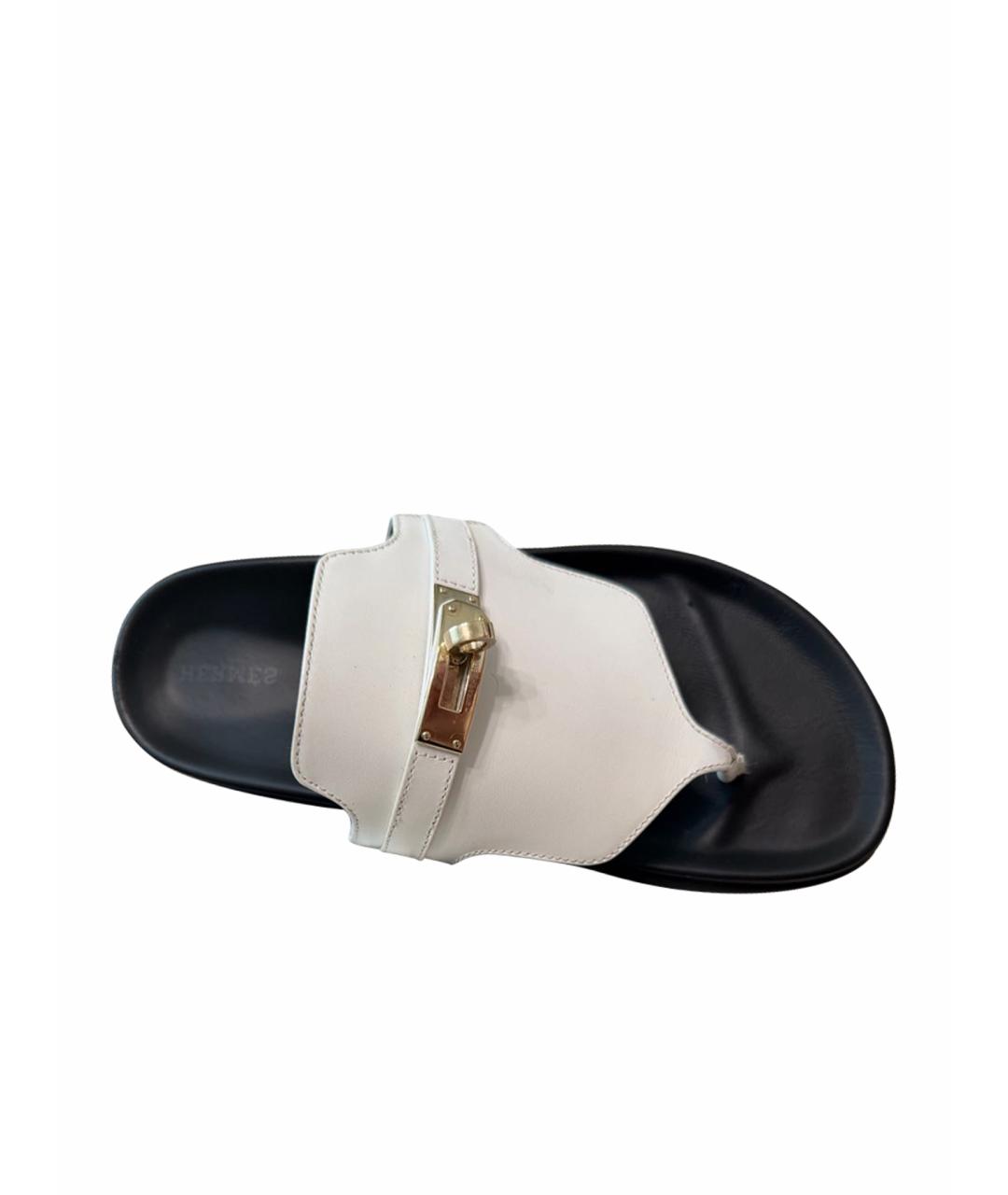 HERMES Белые кожаные сабо, фото 1
