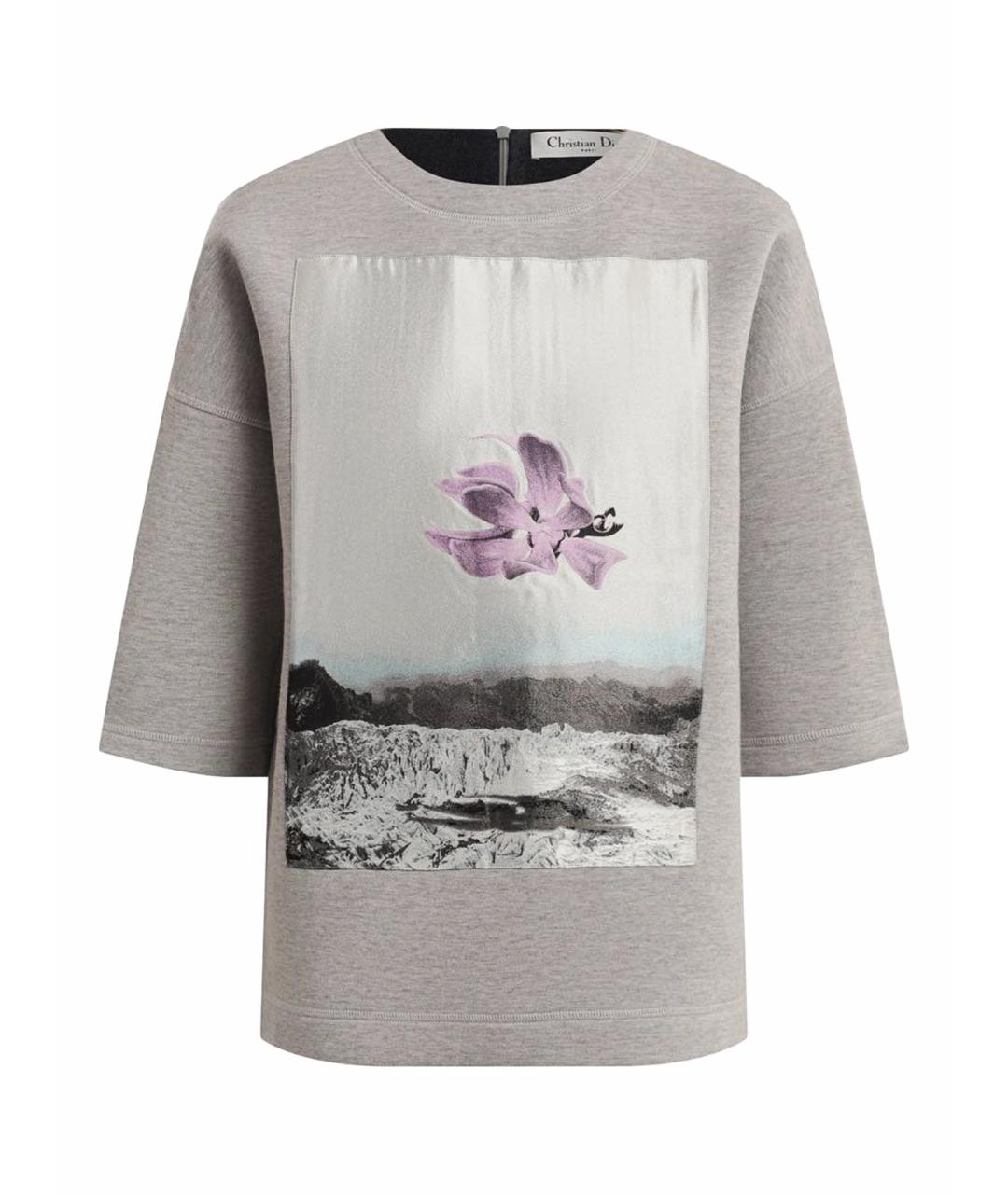 CHRISTIAN DIOR Серая хлопковая футболка, фото 1