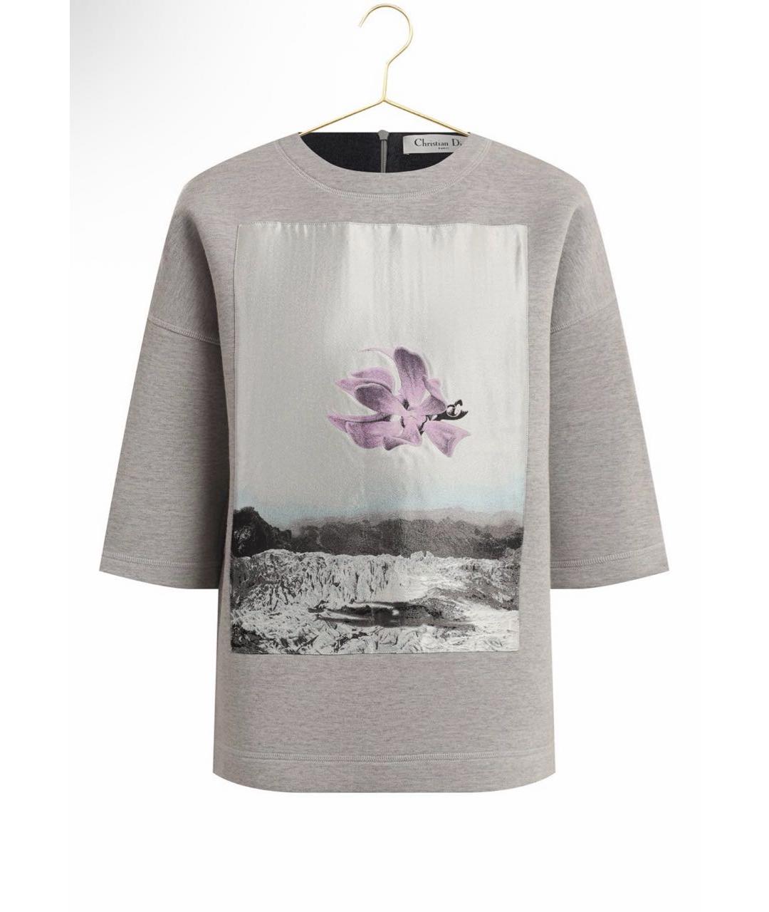 CHRISTIAN DIOR Серая хлопковая футболка, фото 4