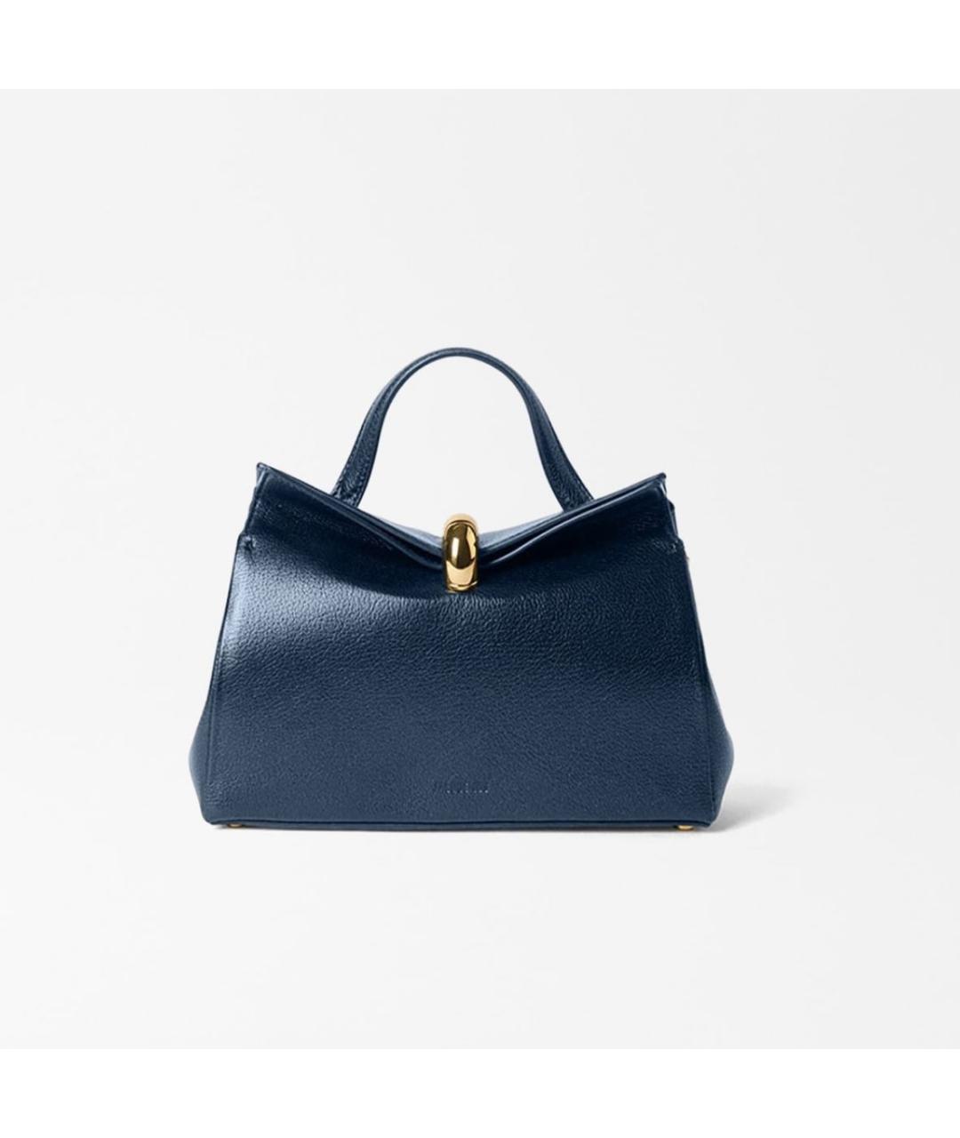 JACQUEMUS Темно-синяя кожаная сумка тоут, фото 3