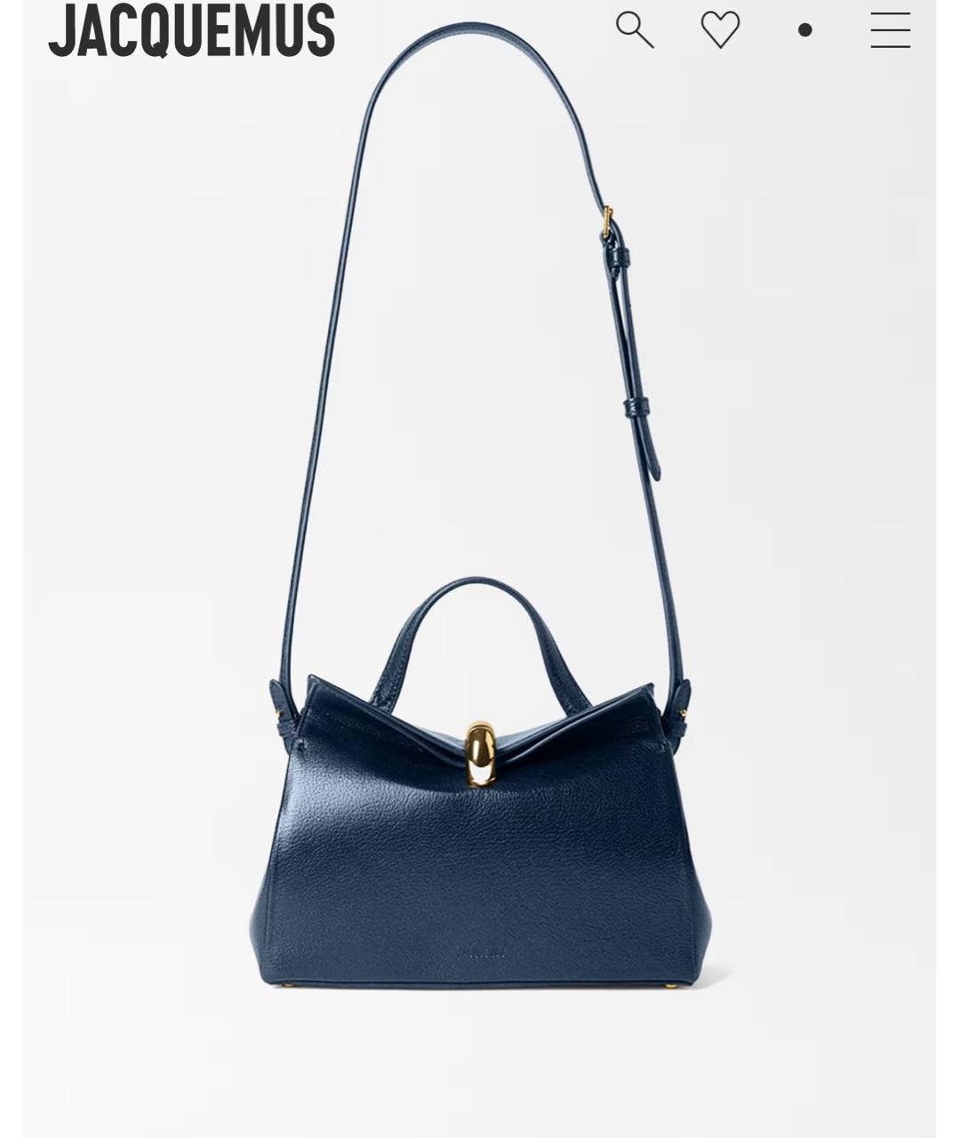 JACQUEMUS Темно-синяя кожаная сумка тоут, фото 4