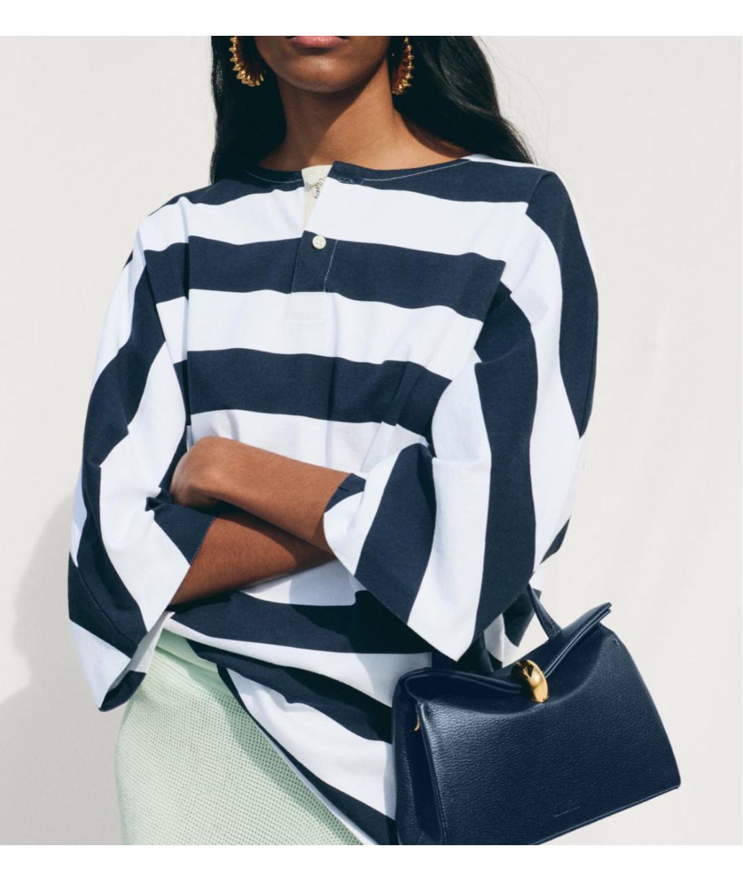 JACQUEMUS Темно-синяя кожаная сумка тоут, фото 2